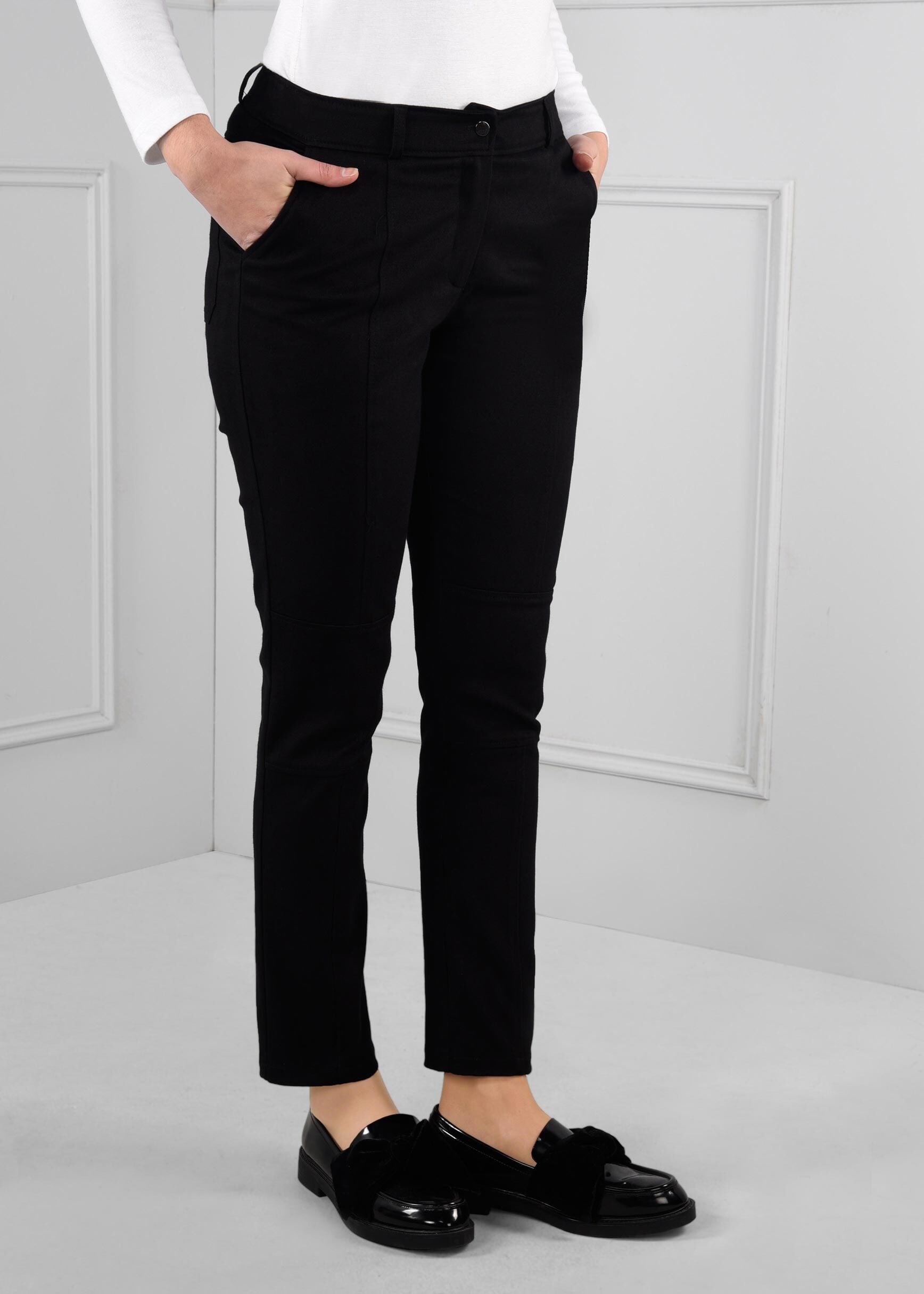 Tesettür giyim SİYAH ARA BEL DAR PAÇA KUMAŞ PANTOLON 7246