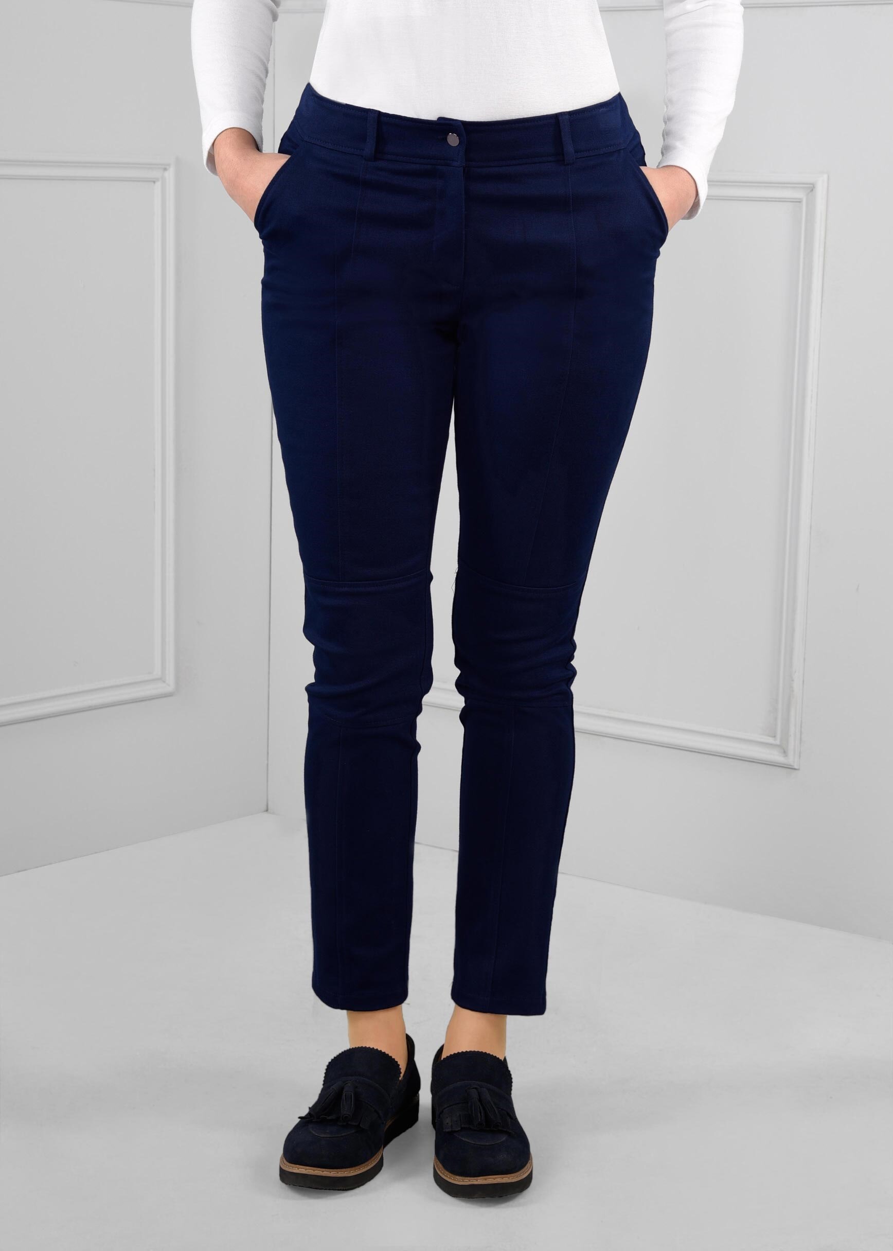 Tesettür giyim LACİVERT ARA BEL DAR PAÇA KUMAŞ PANTOLON 7246