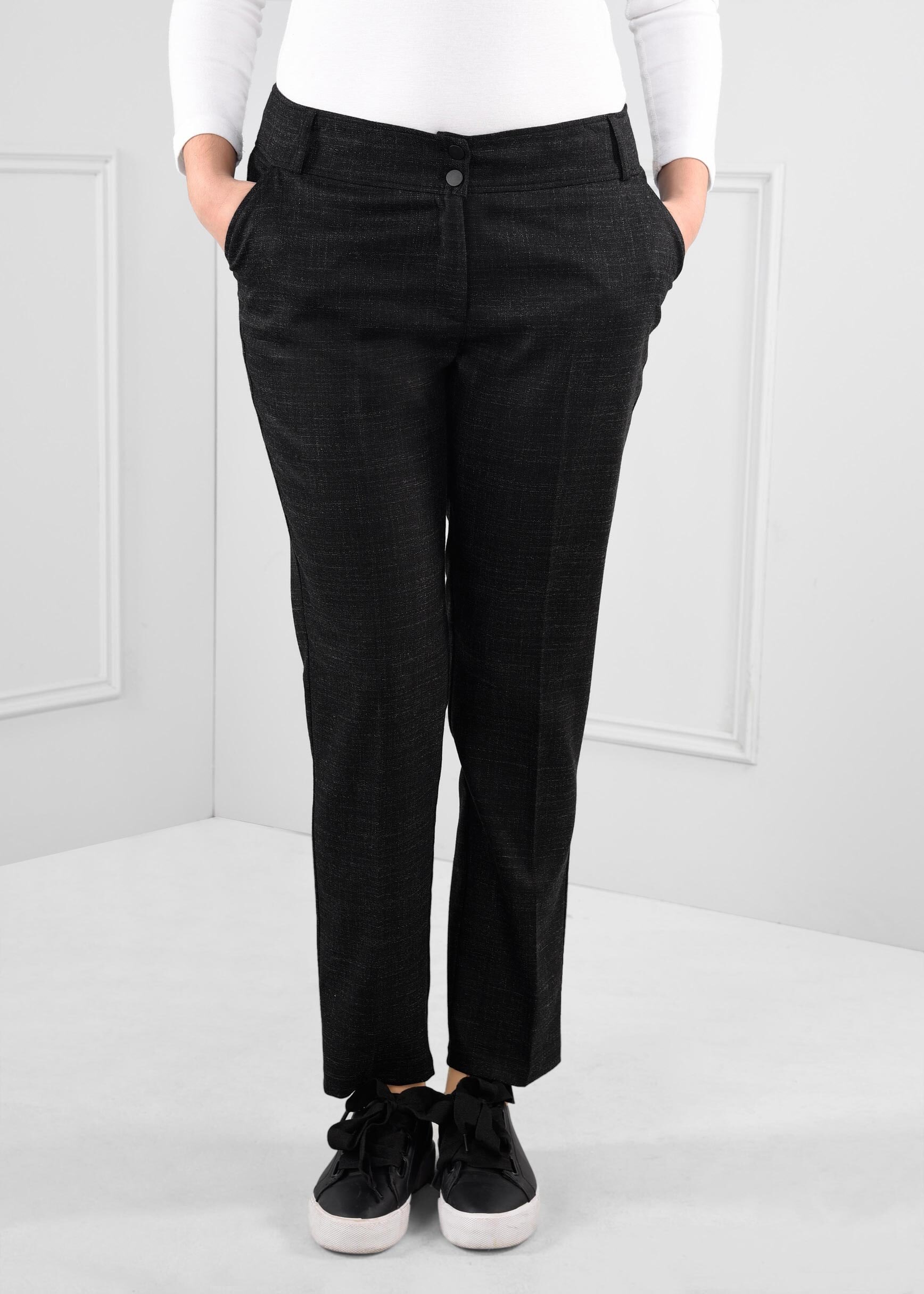 Tesettür giyim SİYAH DÜĞMELİ CEPLİ PANTOLON 7248