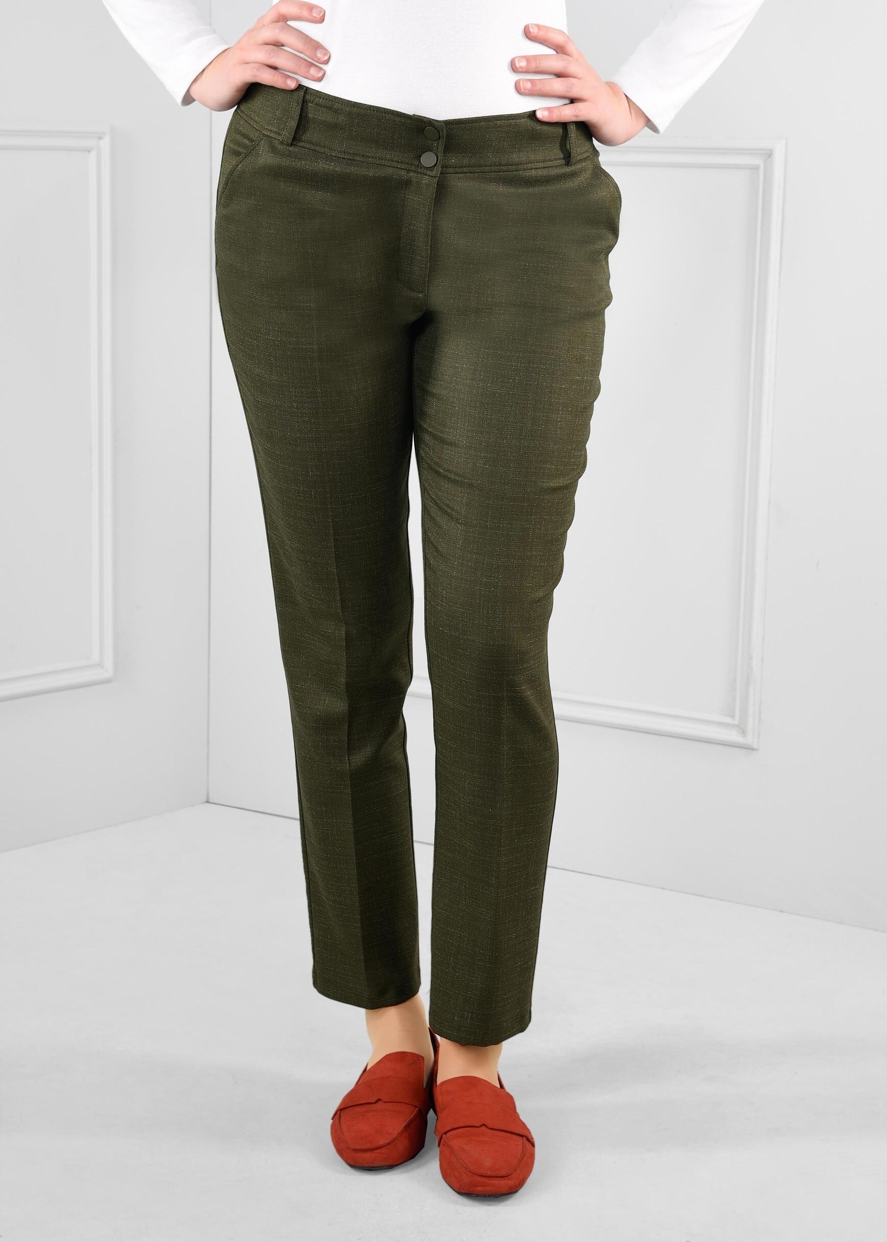 Tesettür giyim HAKİ DÜĞMELİ CEPLİ PANTOLON 7248