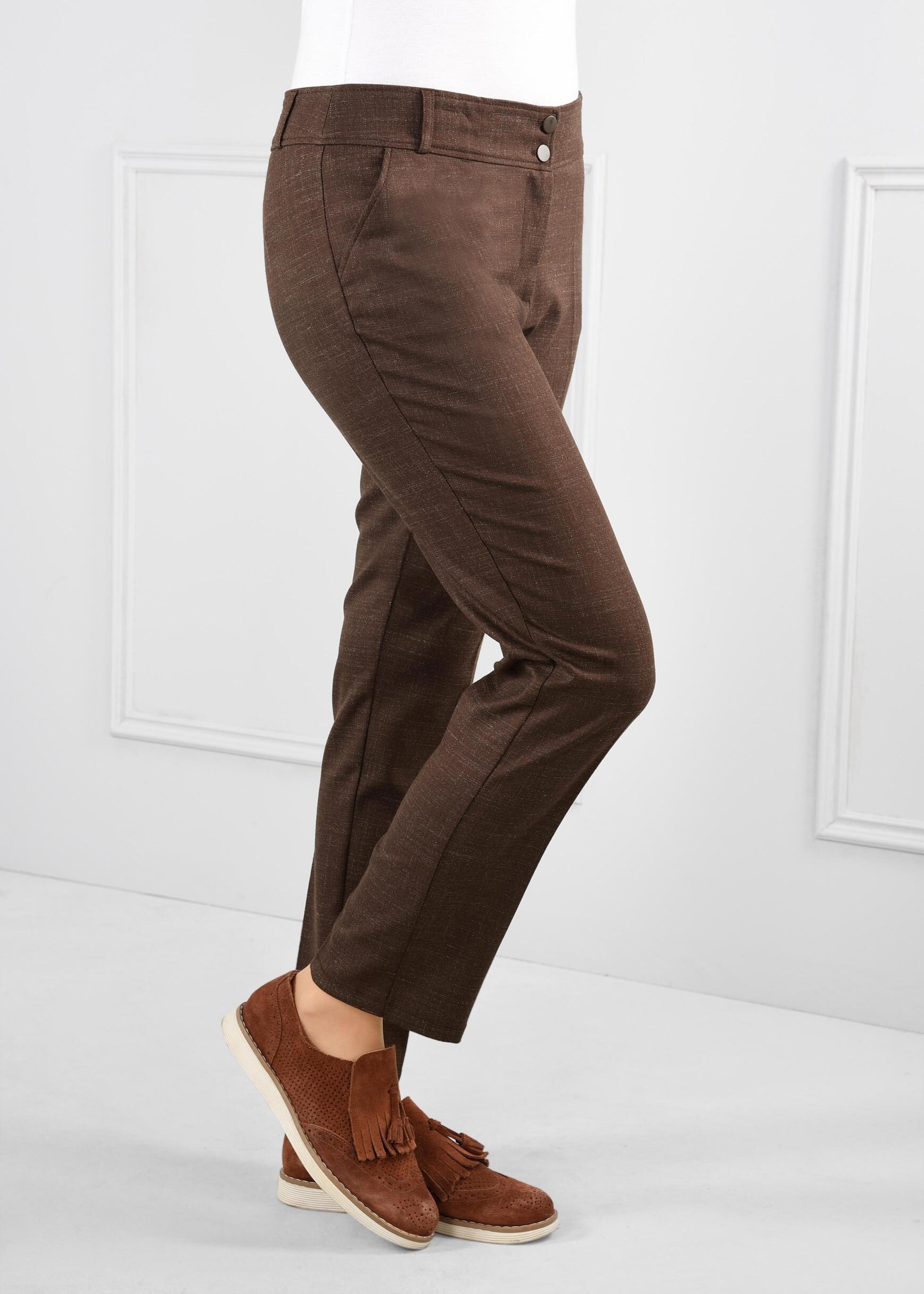 Tesettür giyim KAHVE DÜĞMELİ CEPLİ PANTOLON 7248