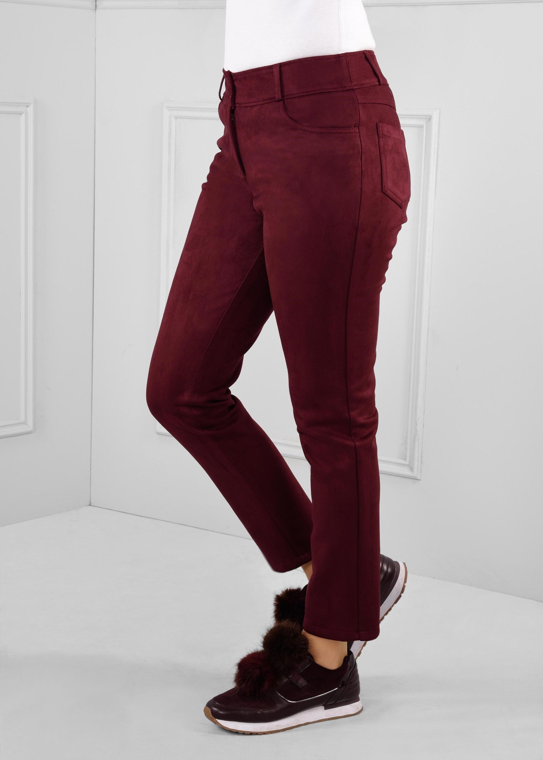 Tesettür giyim MÜRDÜM CEPLİ BORU PAÇA SÜET PANTOLON 7251