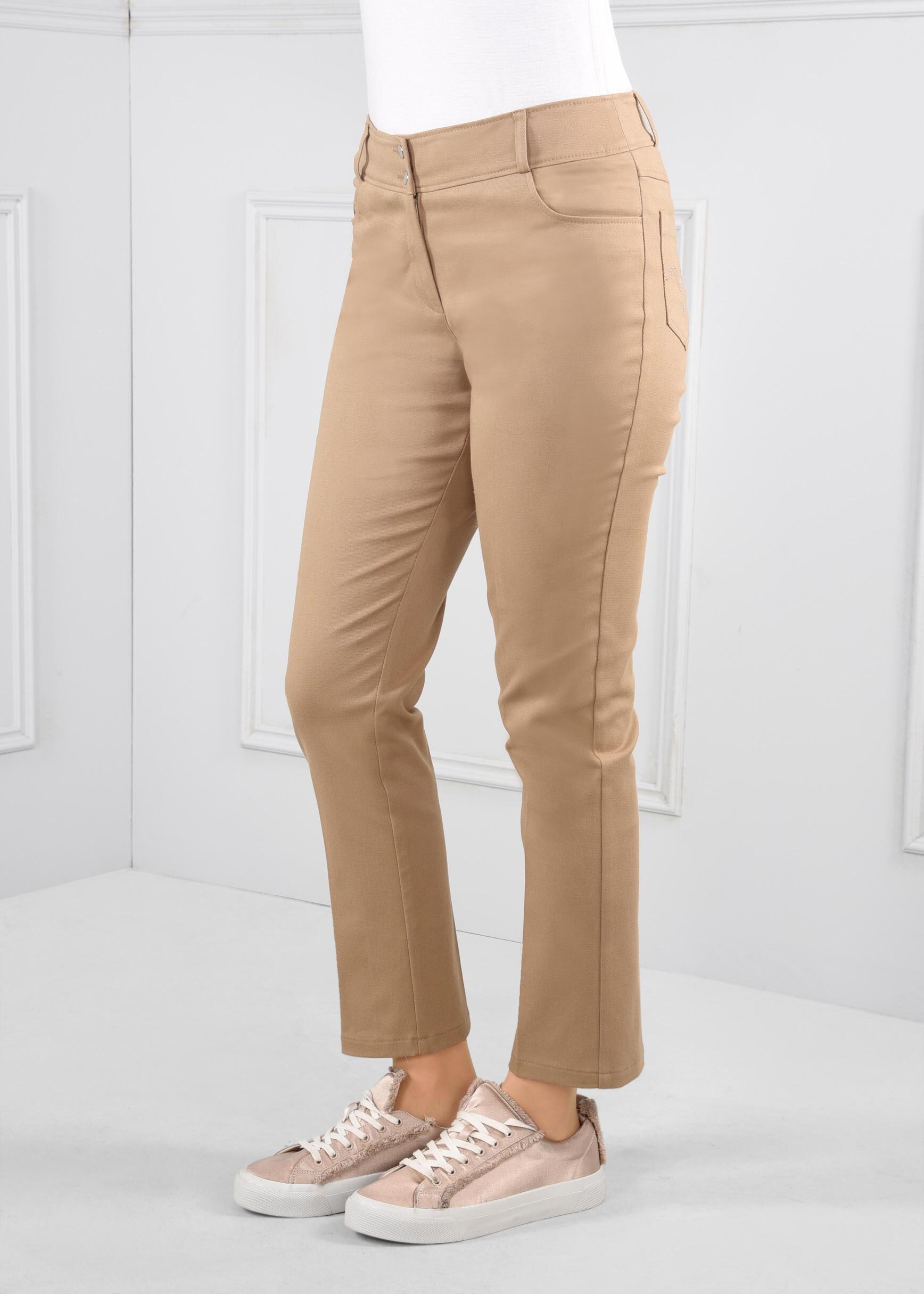 Tesettür giyim BEJ BORU PAÇA PANTOLON 7253