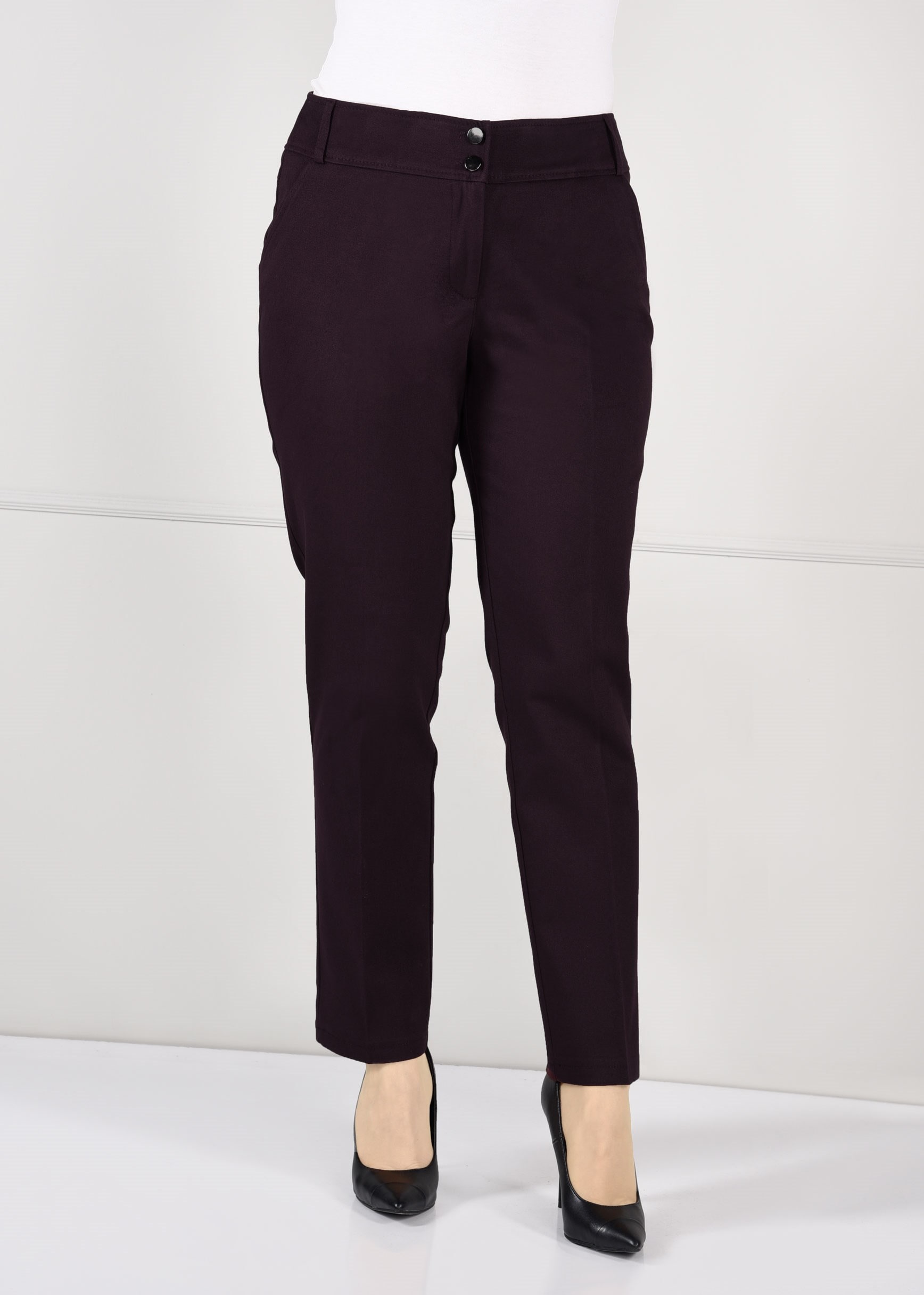 Tesettür giyim BORDO DÜĞMELİ CEPLİ PANTOLON 7254 