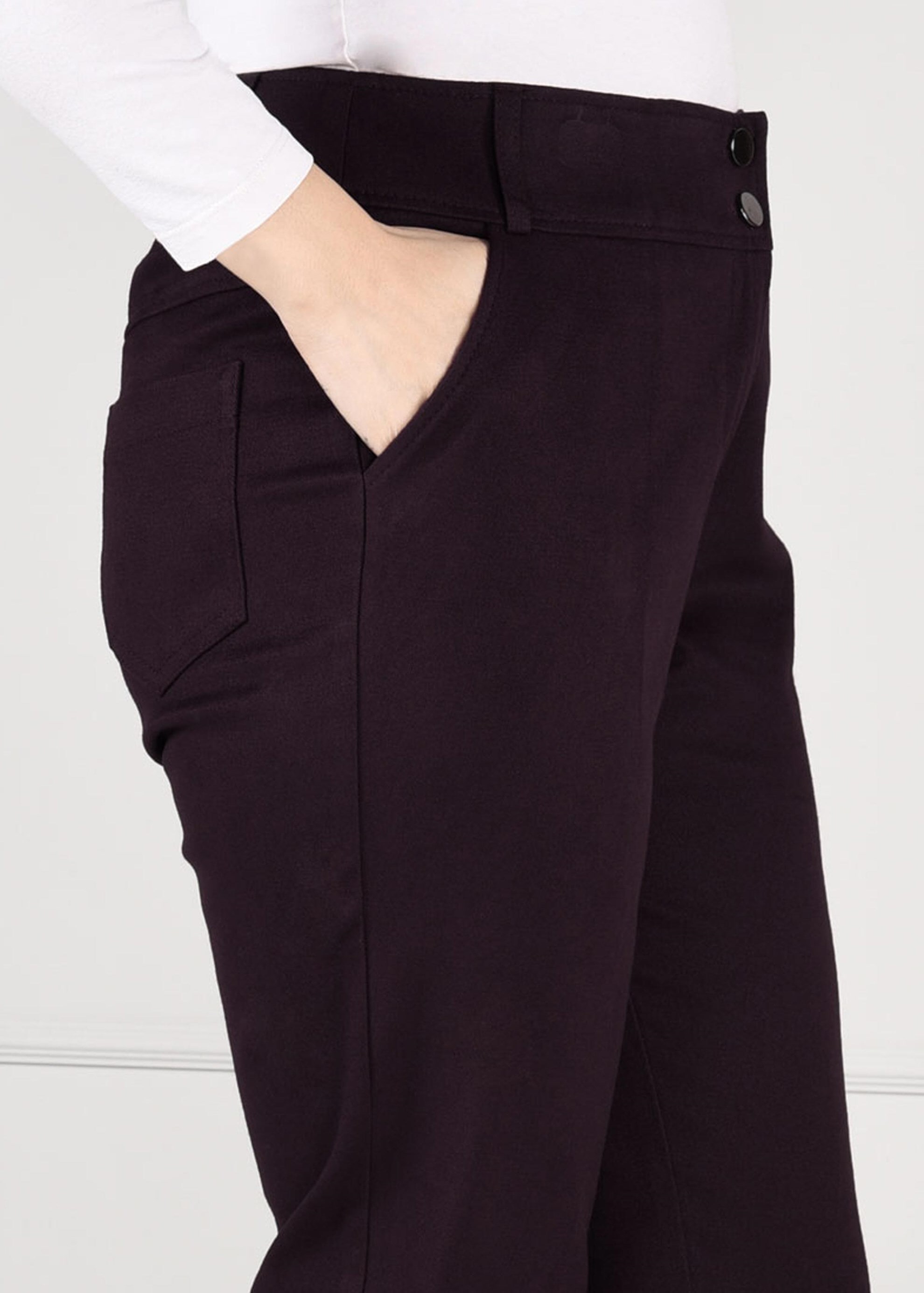 Tesettür giyim BORDO DÜĞMELİ CEPLİ PANTOLON 7254 