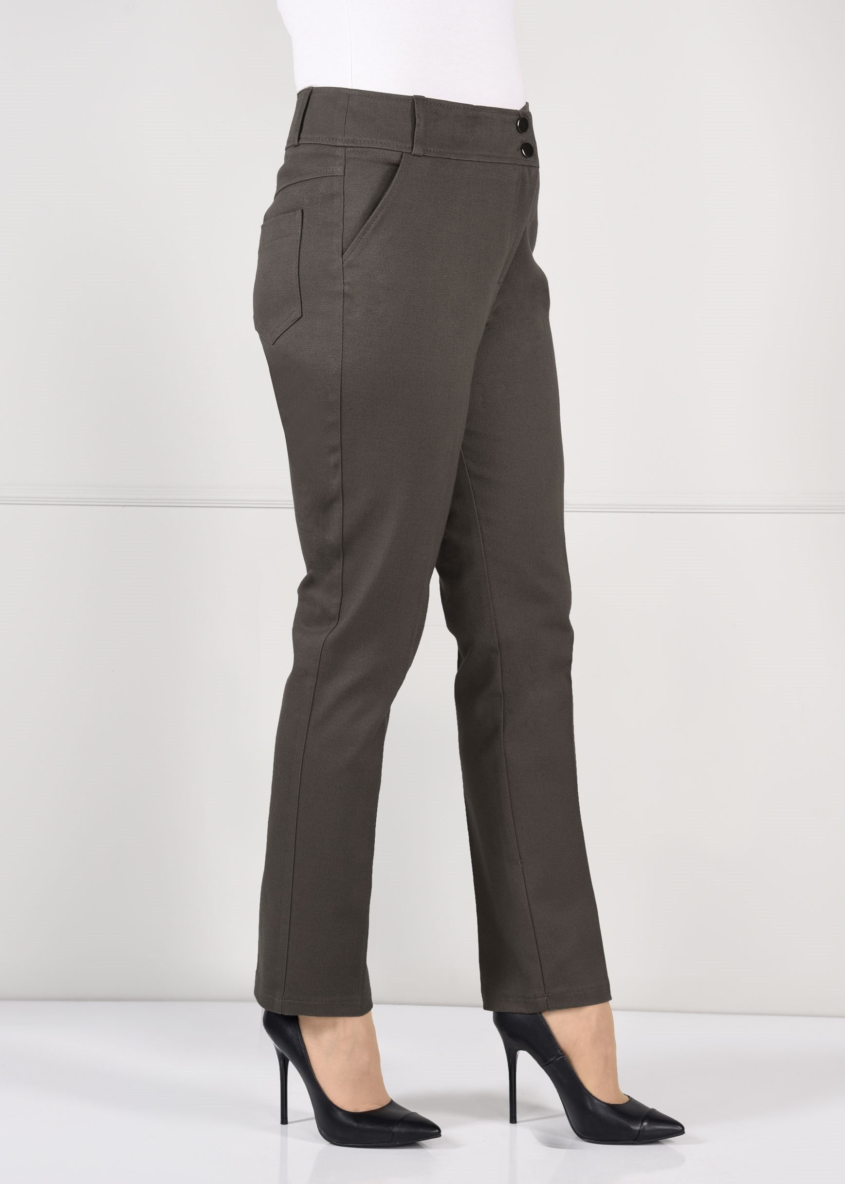 Tesettür giyim HAKİ DÜĞMELİ CEPLİ PANTOLON 7254 