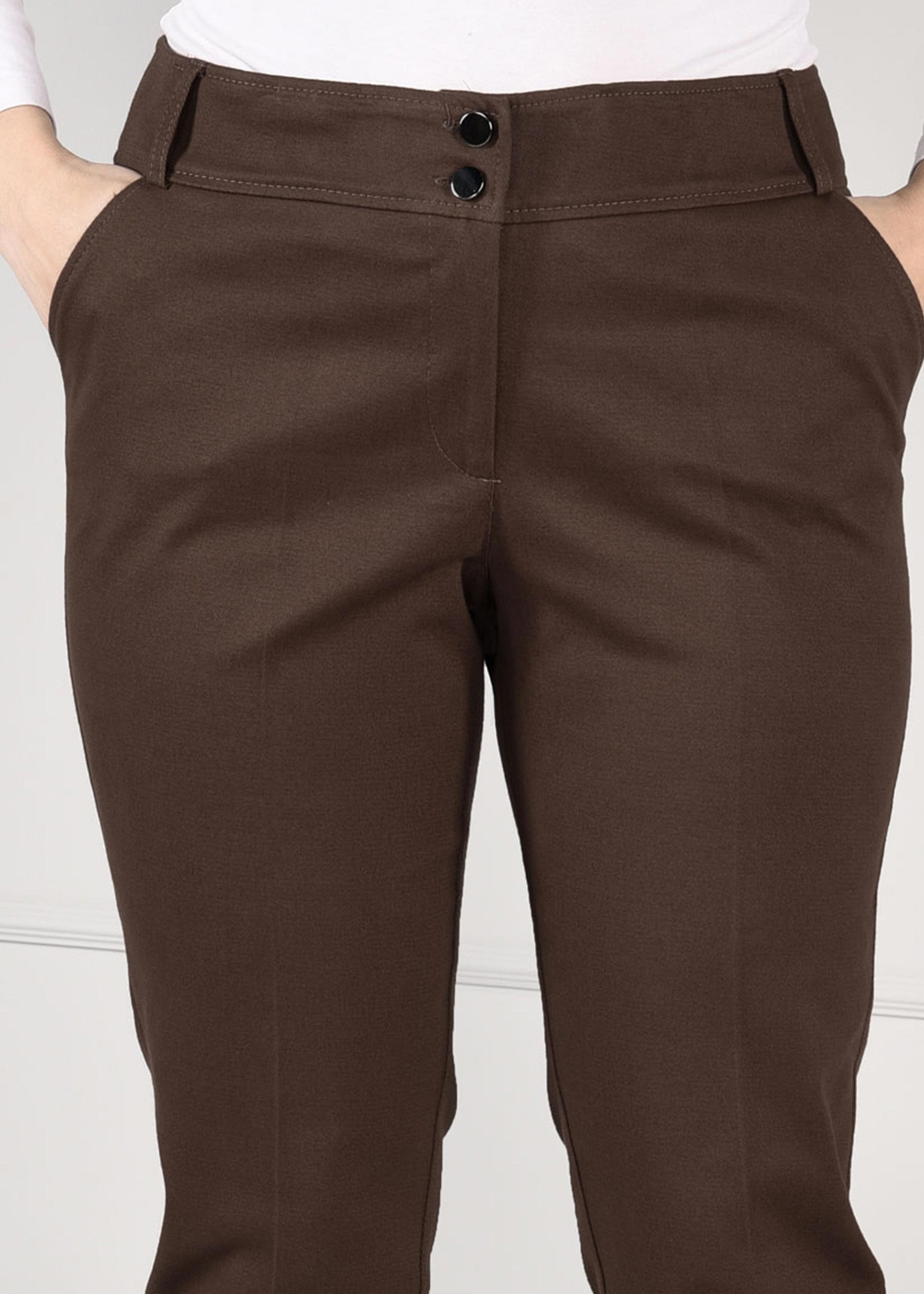 Tesettür giyim KAHVE DÜĞMELİ CEPLİ PANTOLON 7254 