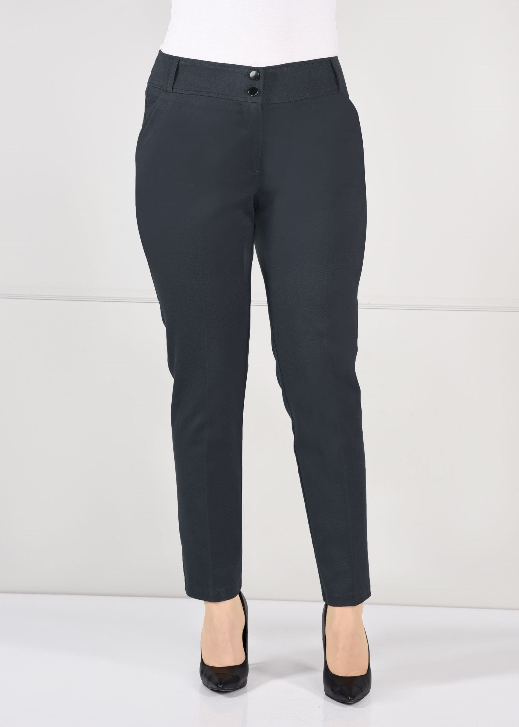 Tesettür giyim GRİ DÜĞMELİ CEPLİ PANTOLON 7254 