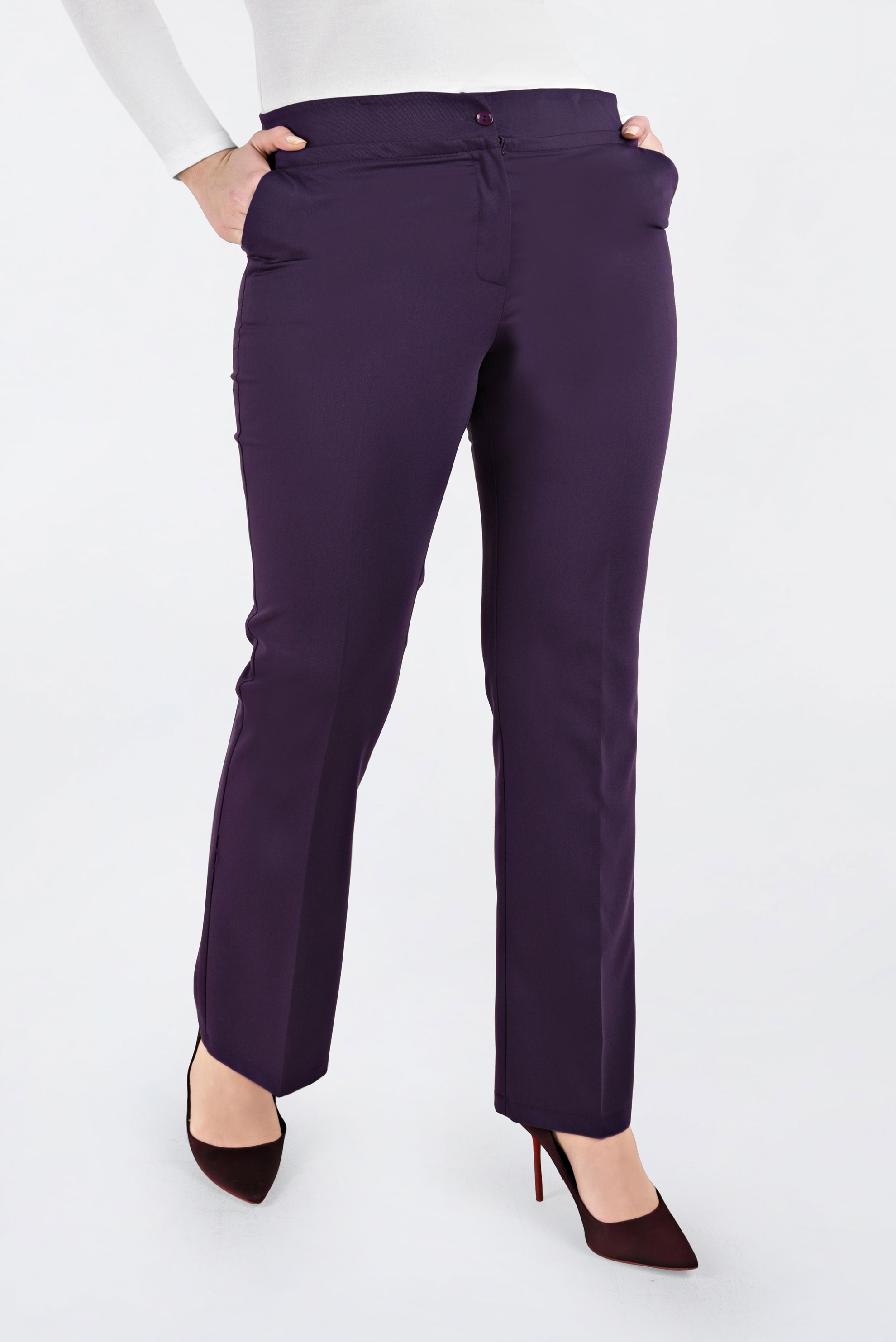 Tesettür giyim MOR KLASİK KESİM CEPLİ PANTOLON 7257