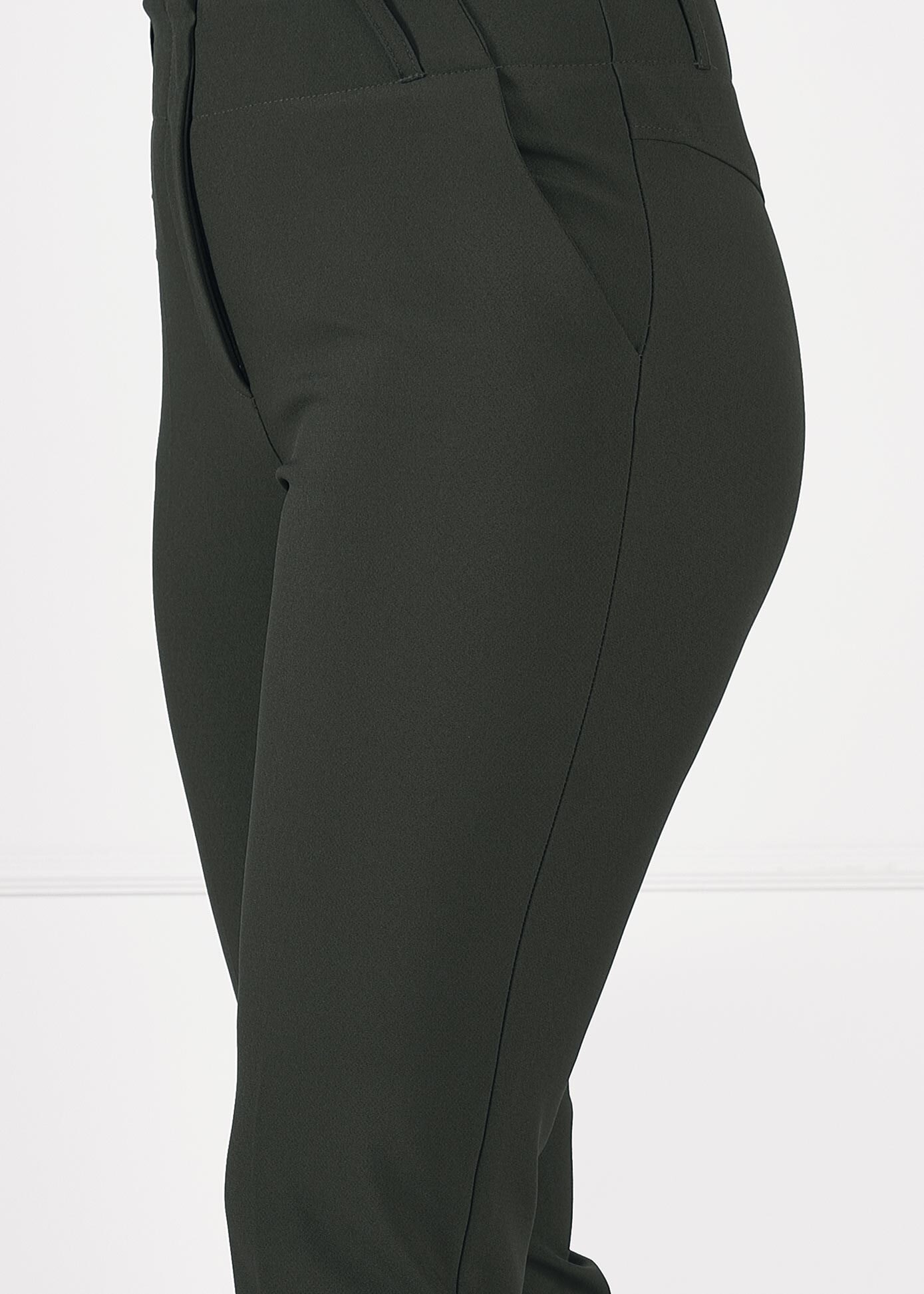 Tesettür giyim HAKİ FERMUAR DETAYLI DAR PAÇA KUMAŞ PANTOLON 7261