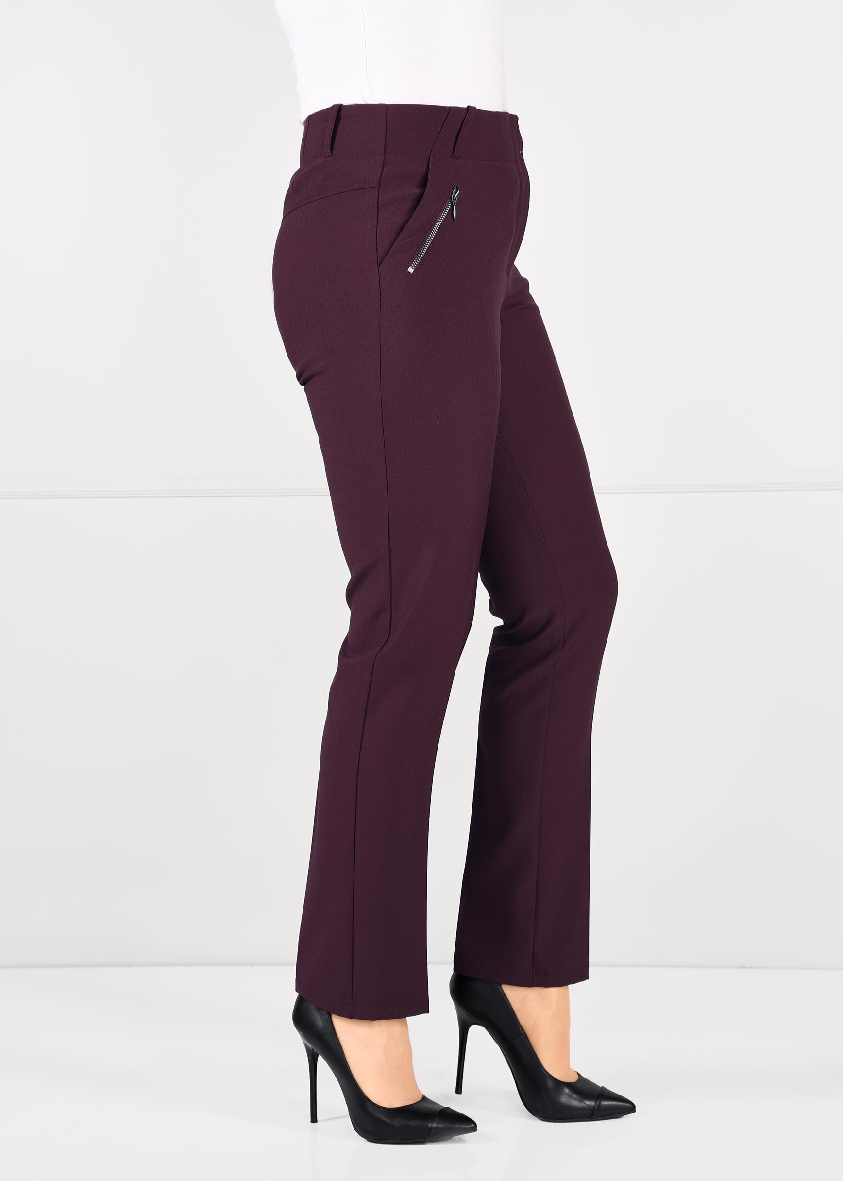 Tesettür giyim MÜRDÜM FERMUAR DETAYLI DAR PAÇA KUMAŞ PANTOLON 7261