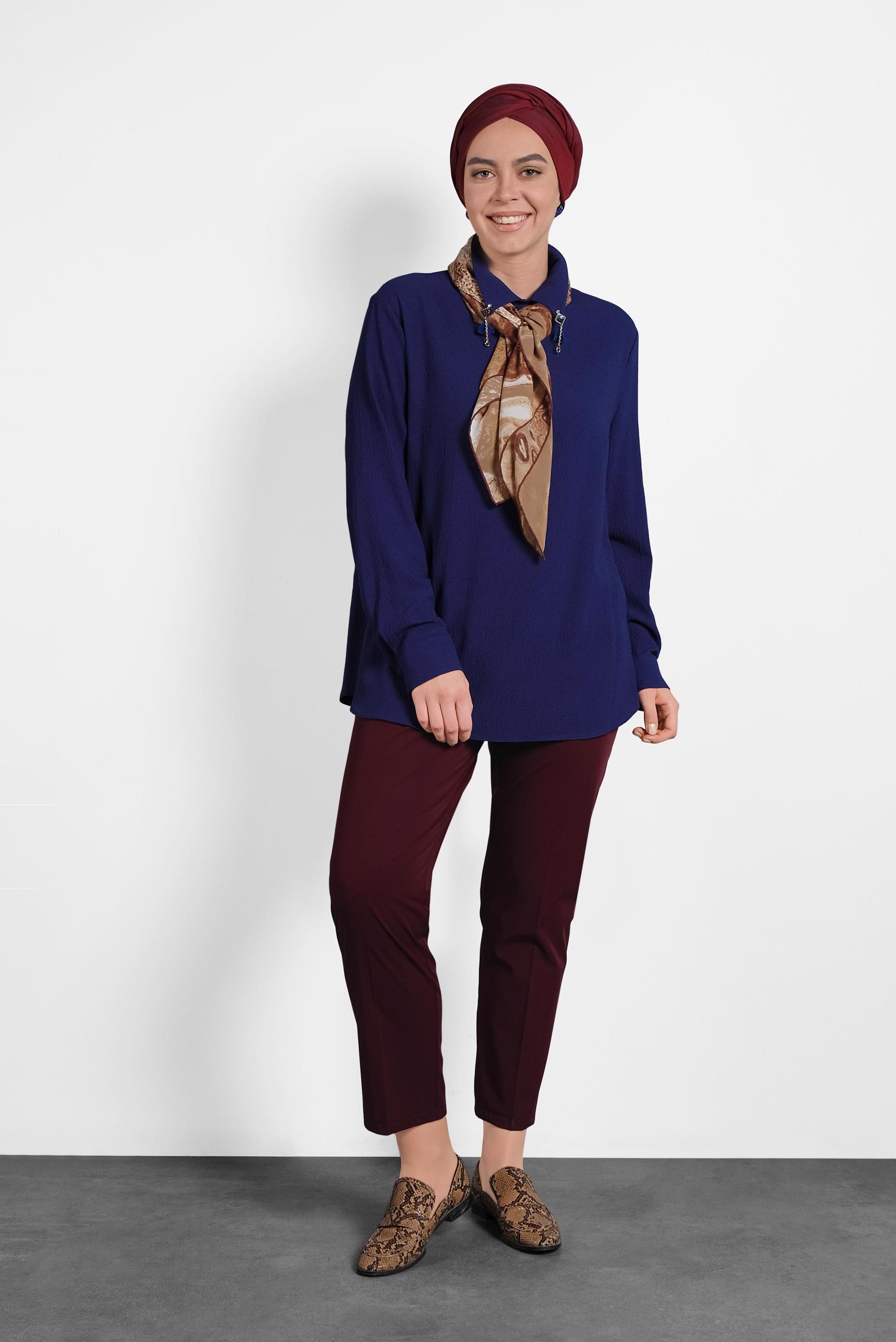 Hijab clothing CLARET RED CLASSIC CUT MID-RISE PANTS 7262 