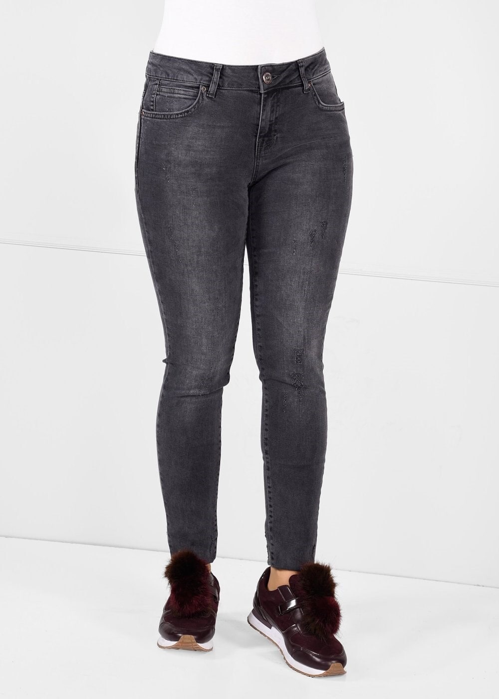 Tesettür giyim SİYAH DAR PAÇA ARA BEL DENİM PANTOLON 7266