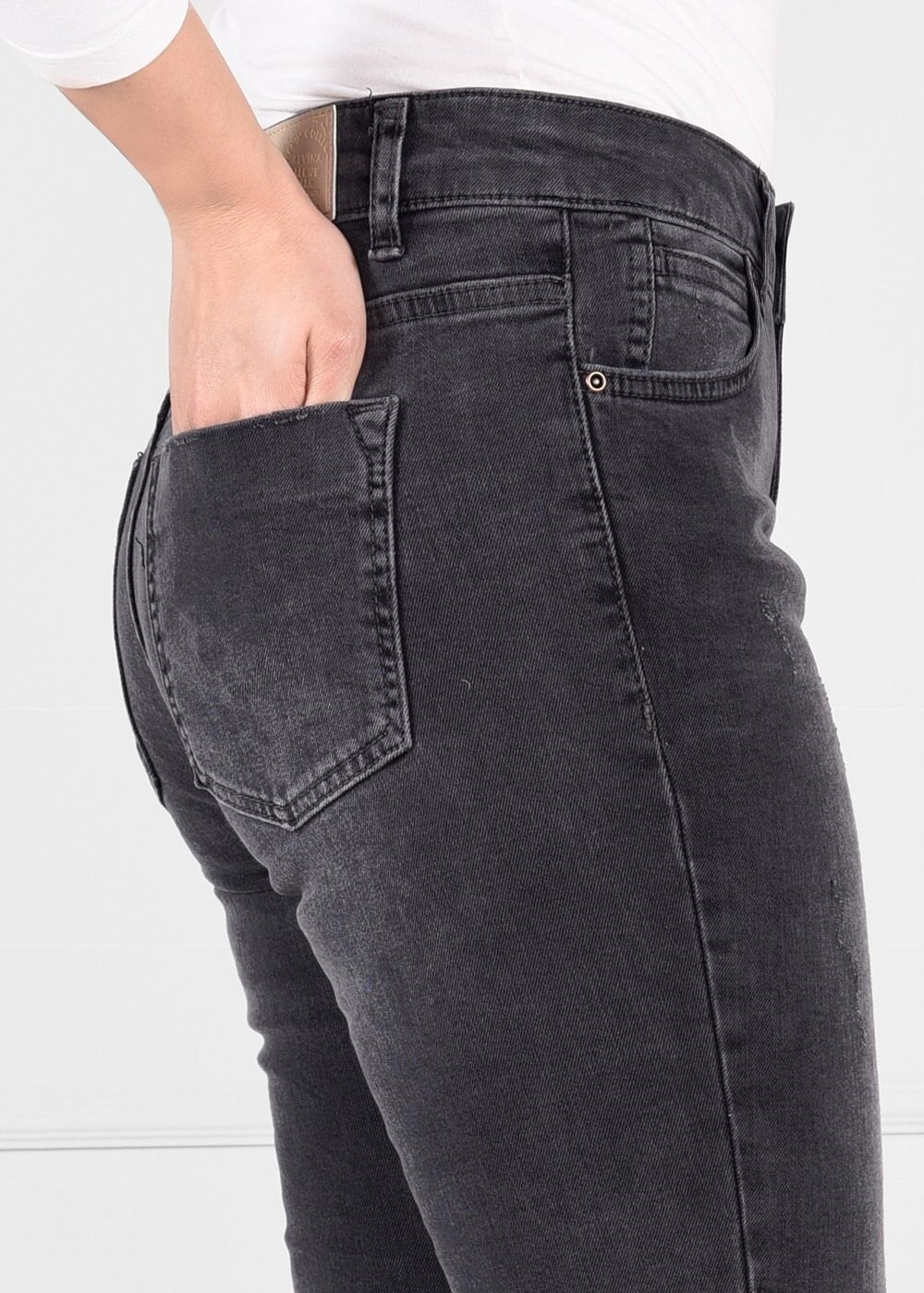 Tesettür giyim SİYAH DAR PAÇA ARA BEL DENİM PANTOLON 7266