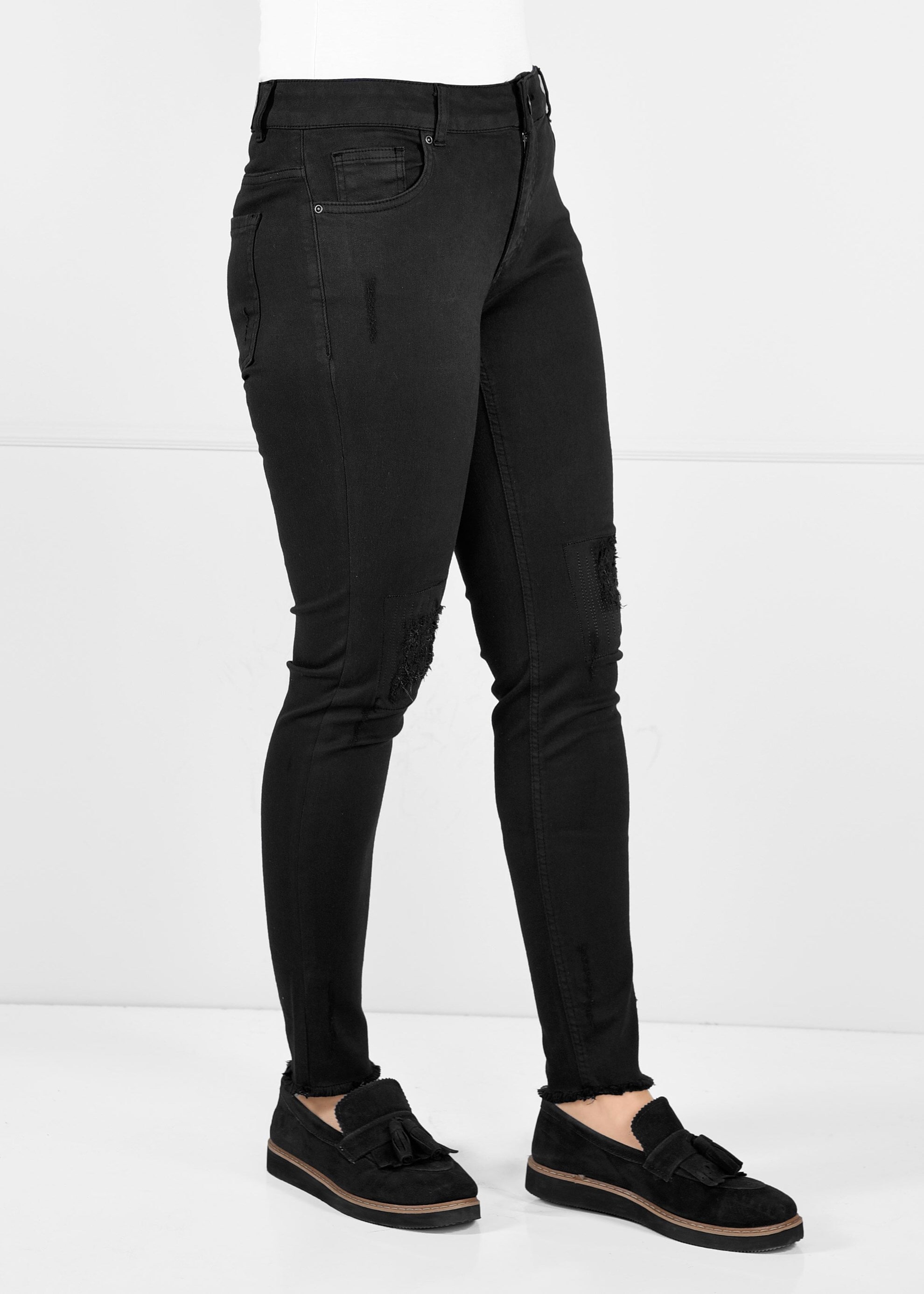 Tesettür giyim SİYAH PAÇALARI PÜSKÜLLÜ CEPLİ ARA BEL PANTOLON 7267