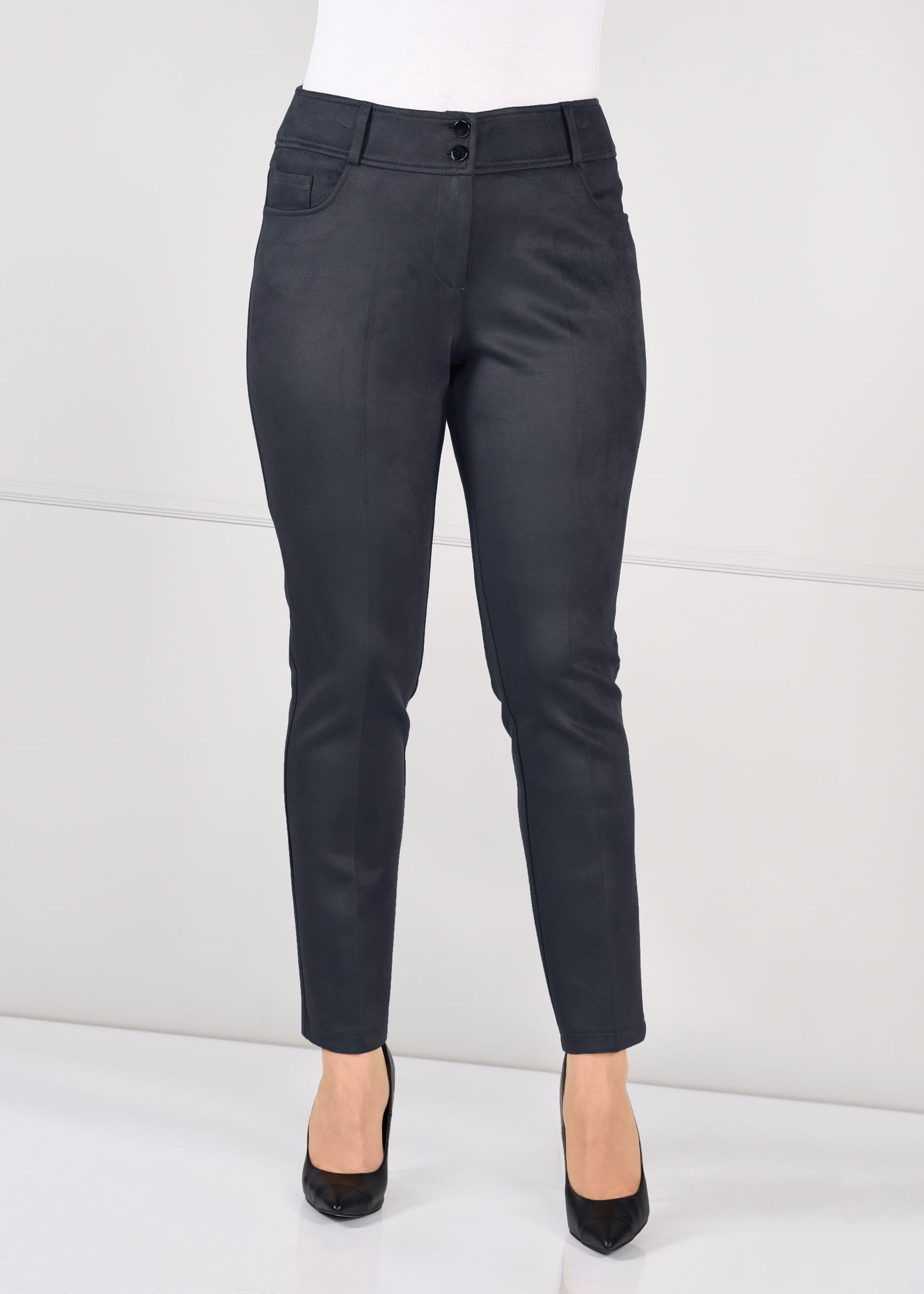 Tesettür giyim GRİ DAR PAÇA GABARDİN PANTOLON 7270