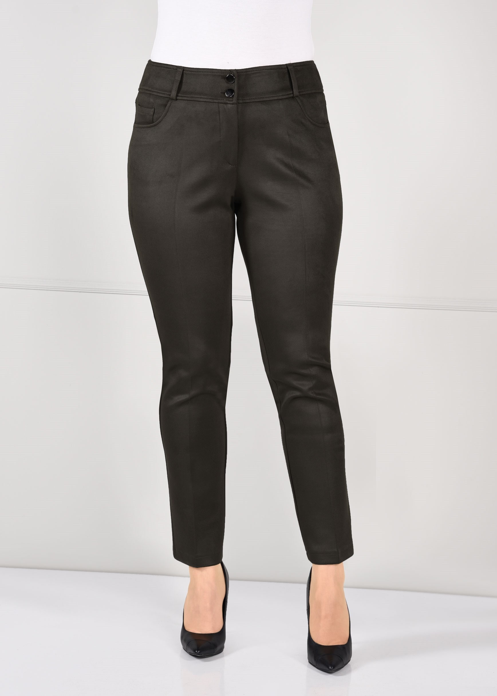 Tesettür giyim HAKİ DAR PAÇA GABARDİN PANTOLON 7270