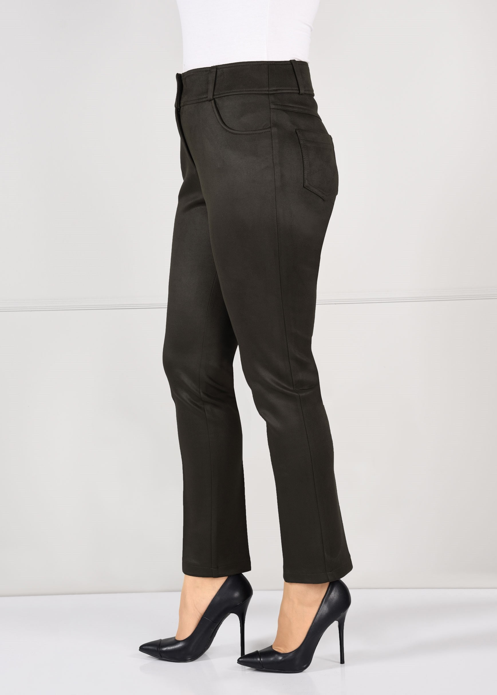 Tesettür giyim HAKİ DAR PAÇA GABARDİN PANTOLON 7270