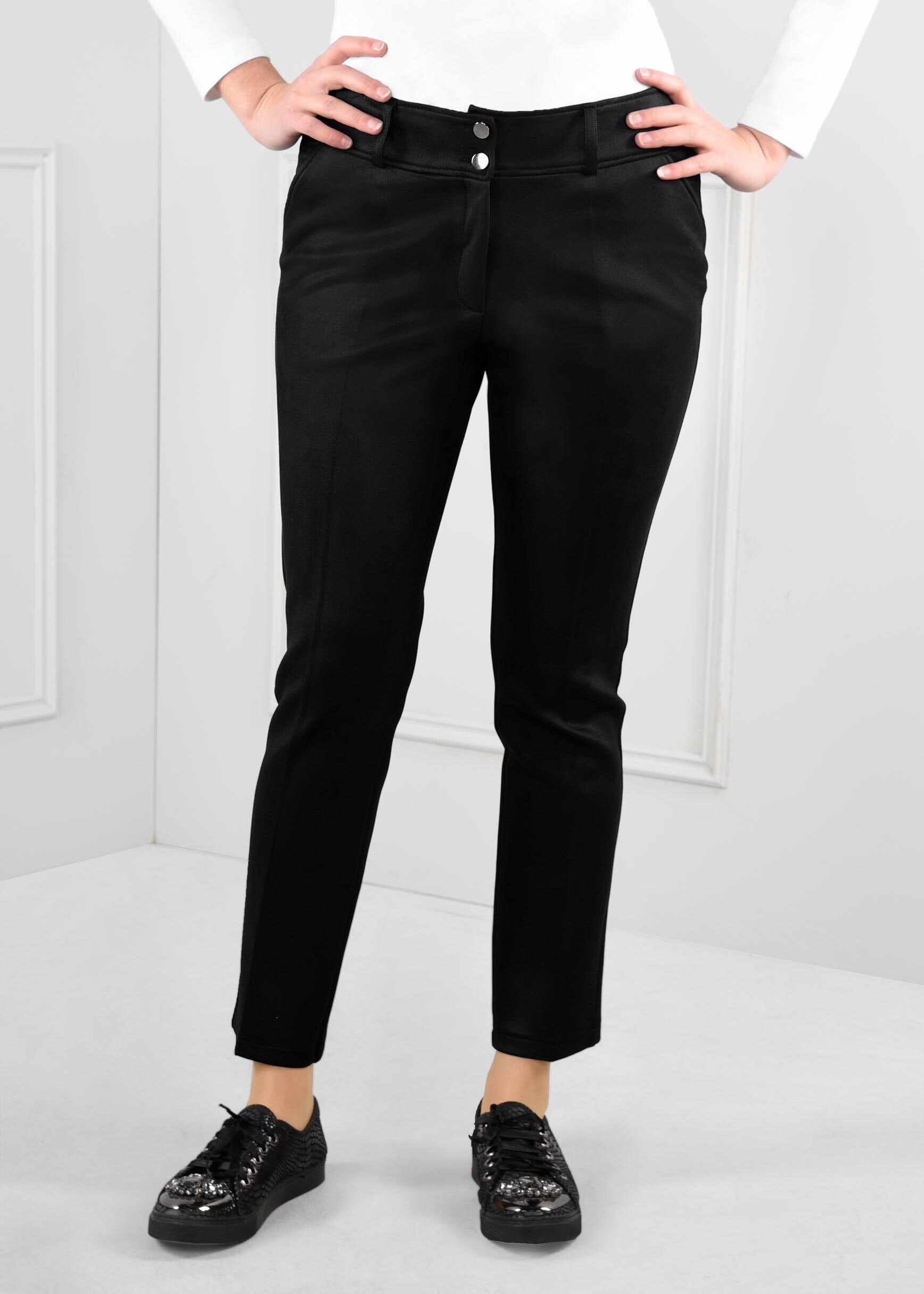 Tesettür giyim SİYAH DÜĞMELİ DAR PAÇA GABARDİN PANTOLON 7271 