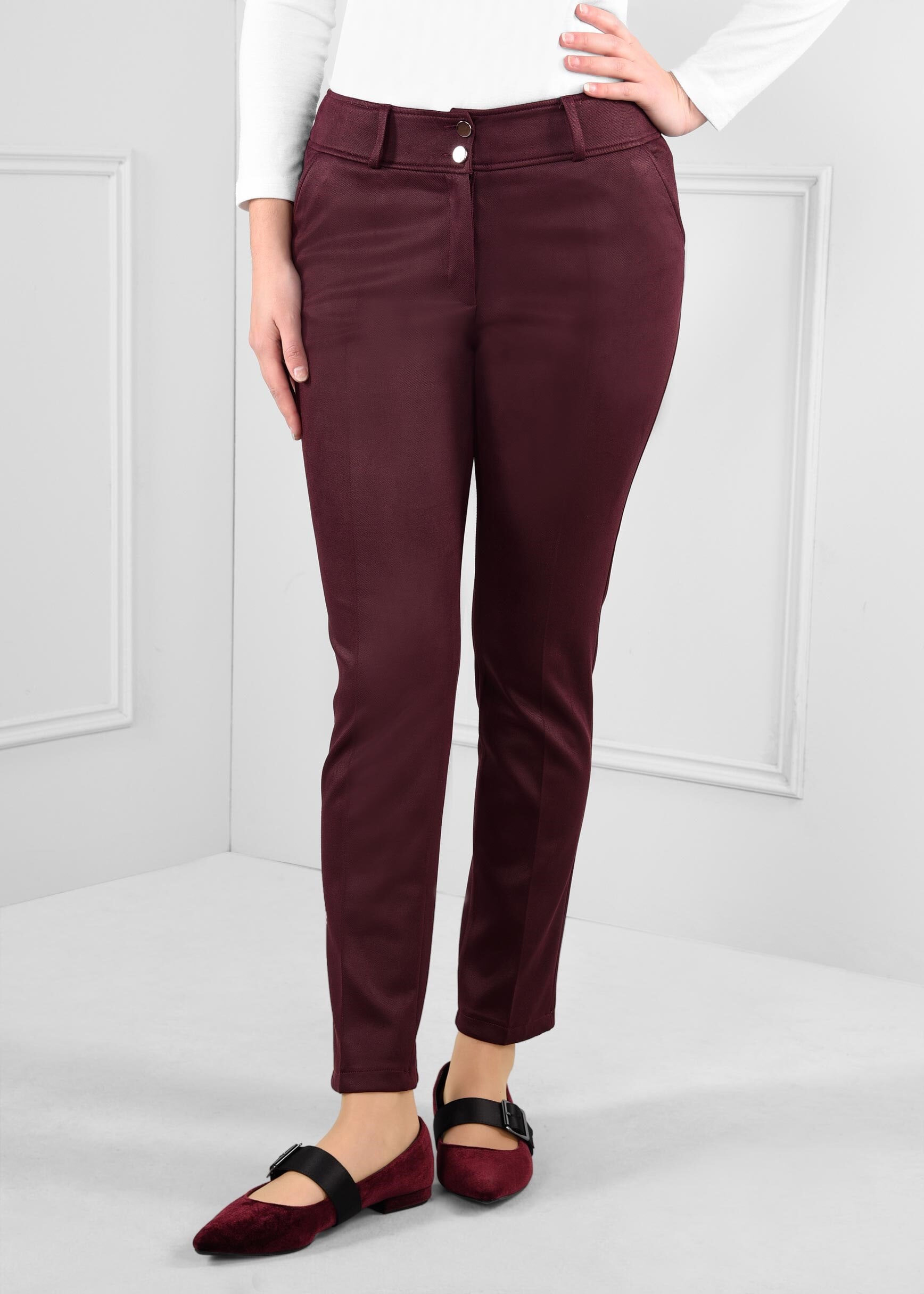 Tesettür giyim MÜRDÜM DÜĞMELİ DAR PAÇA GABARDİN PANTOLON 7271 