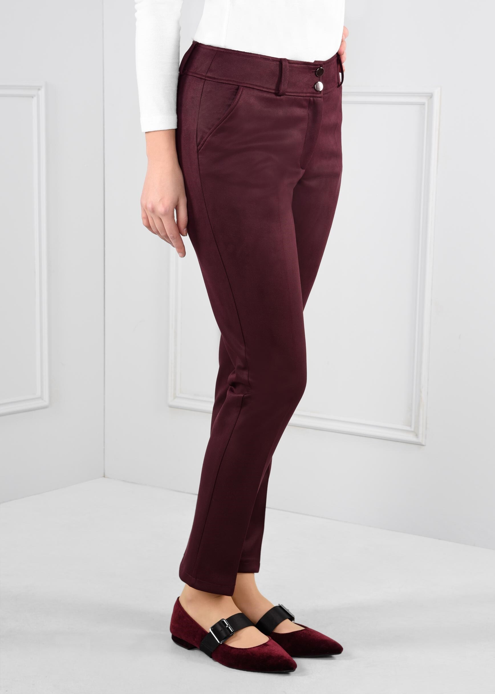 Tesettür giyim MÜRDÜM DÜĞMELİ DAR PAÇA GABARDİN PANTOLON 7271 