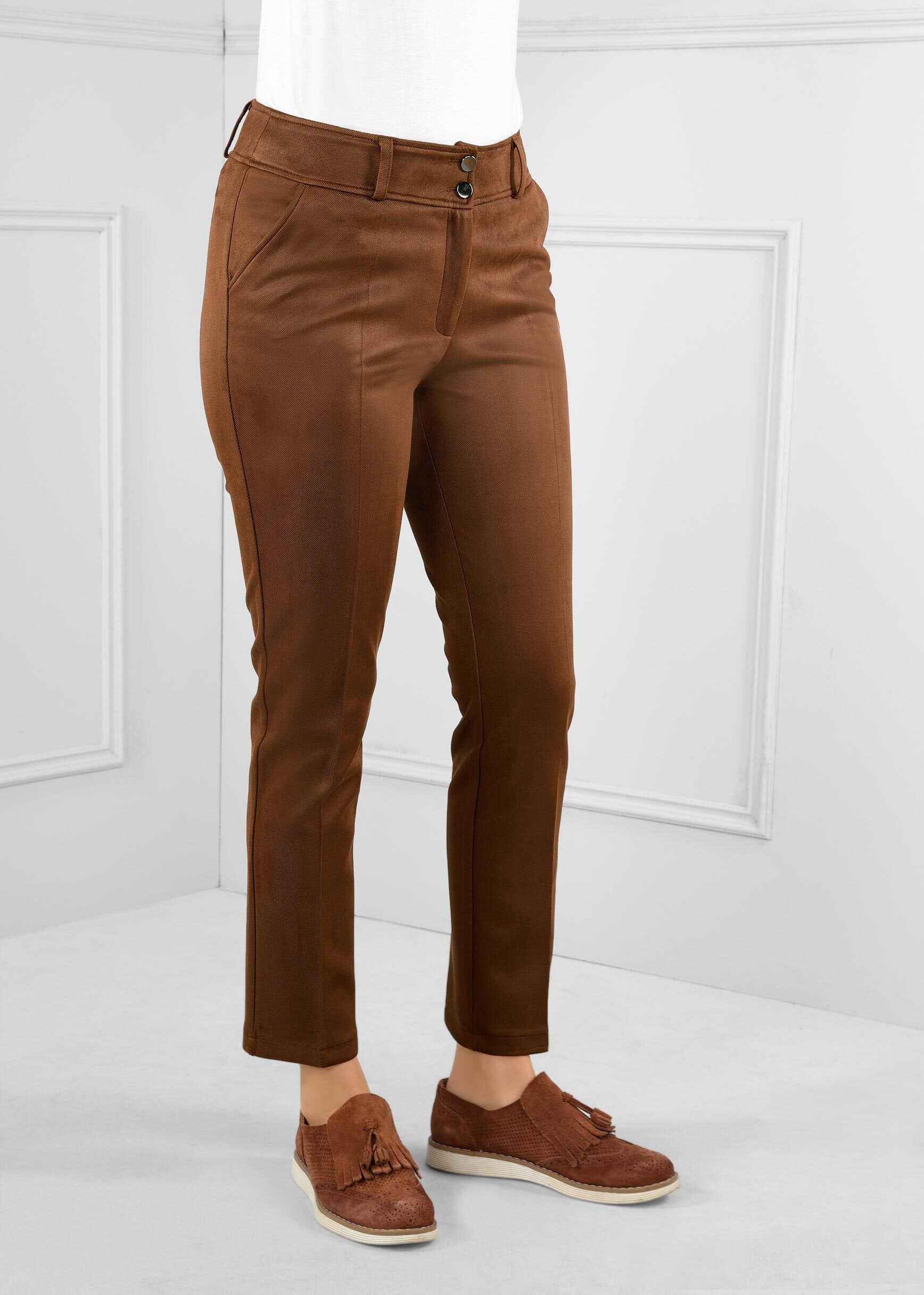Tesettür giyim TABA DÜĞMELİ DAR PAÇA GABARDİN PANTOLON 7271 