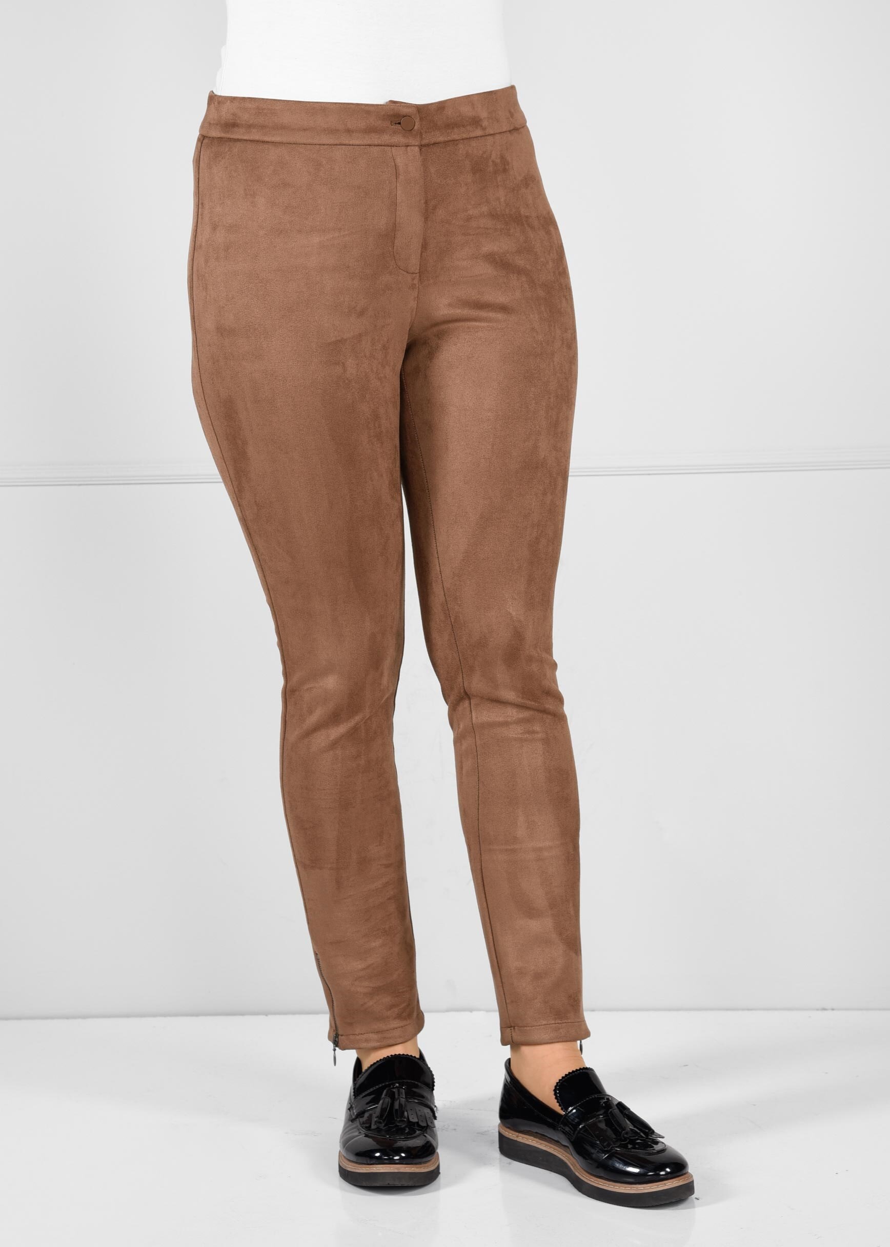 Tesettür giyim KAHVE DÜĞMELİ SÜET TAYT PANTOLON 7275 