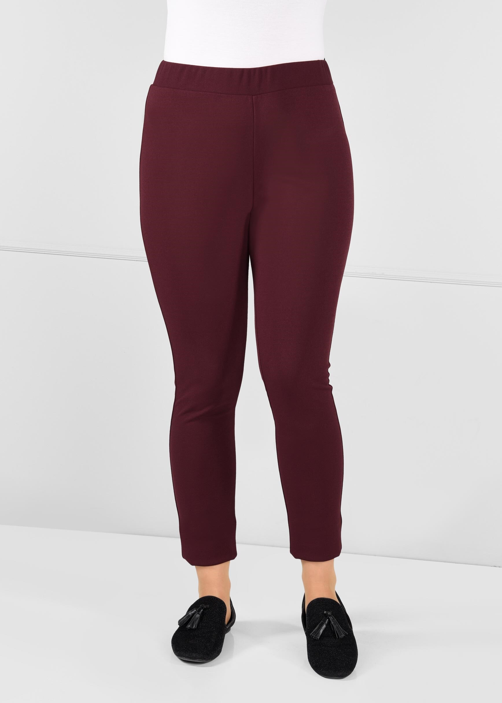 Tesettür giyim BORDO BELİ LASTİKLİ TAYT PANTOLON 7276