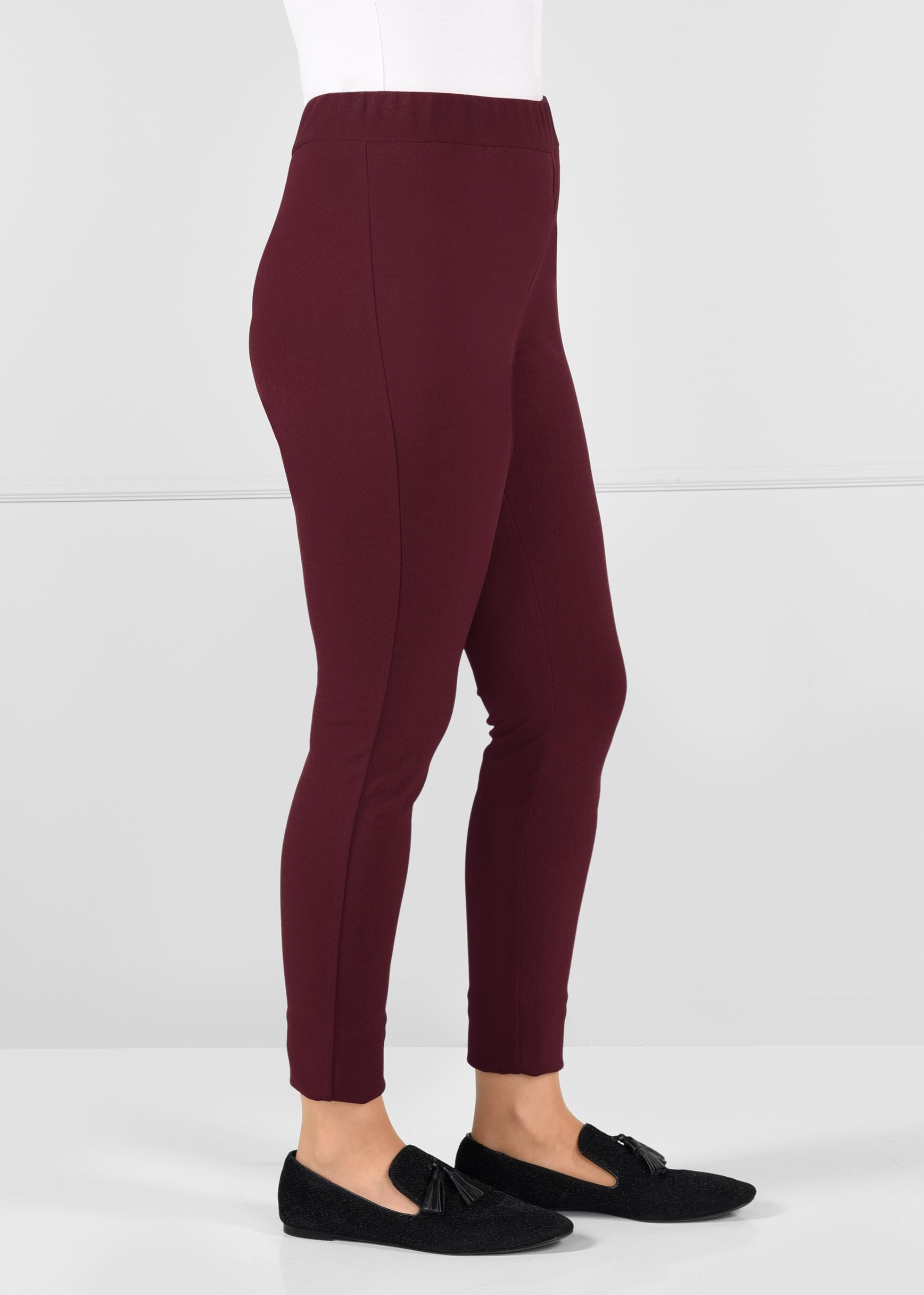 Tesettür giyim BORDO BELİ LASTİKLİ TAYT PANTOLON 7276