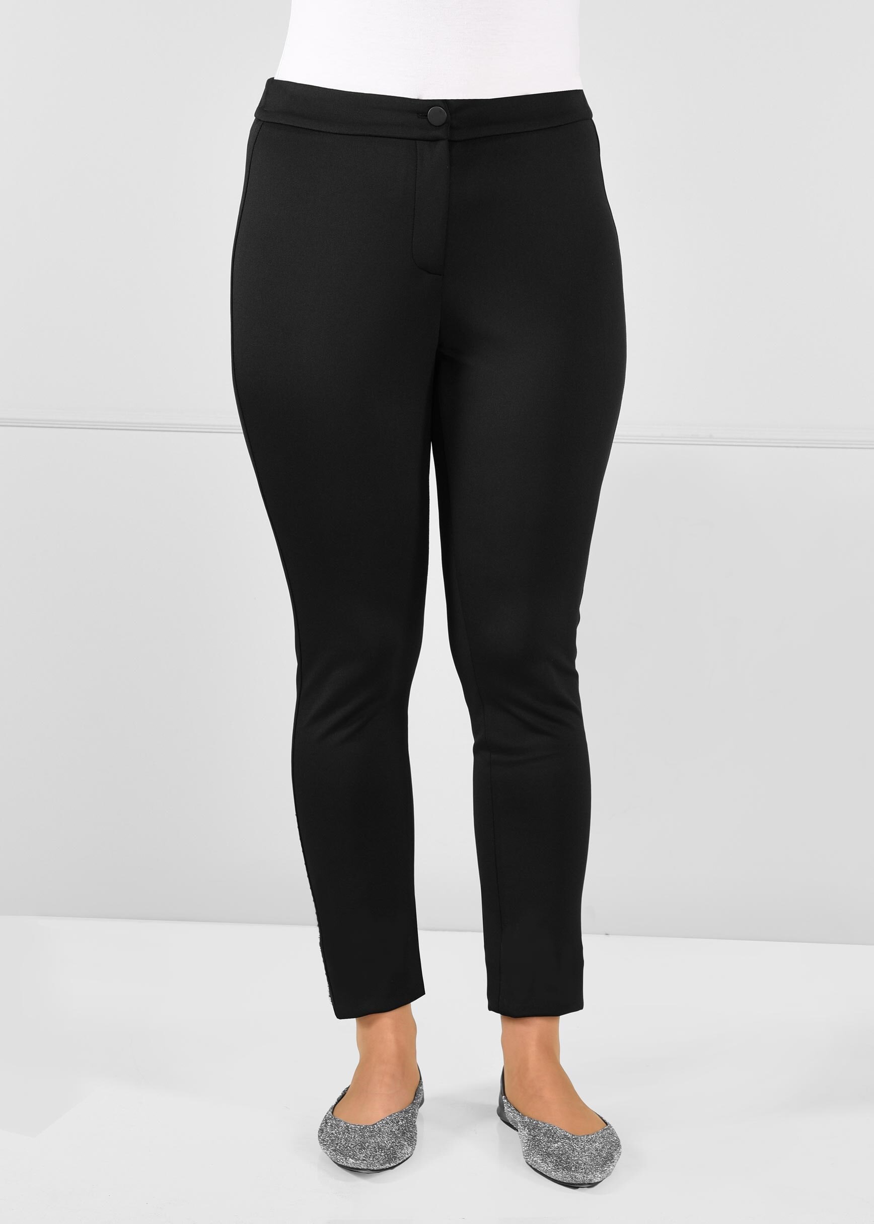 Tesettür giyim SİYAH YANLARI ZIMBA DETAYLI DÜĞMELİ TAYT PANTOLON  7277 