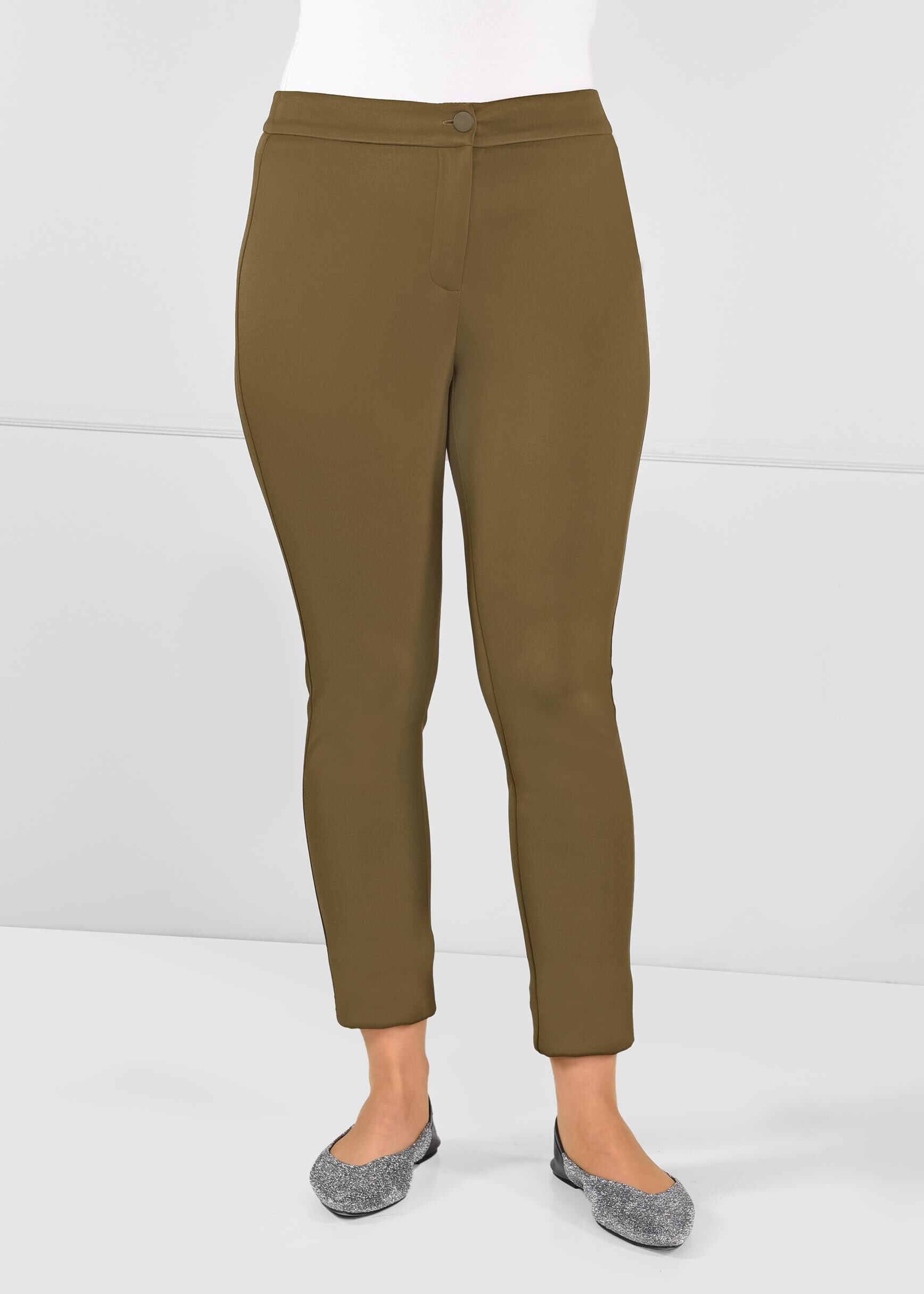 Tesettür giyim YEŞİL YANLARI ZIMBA DETAYLI DÜĞMELİ TAYT PANTOLON  7277 