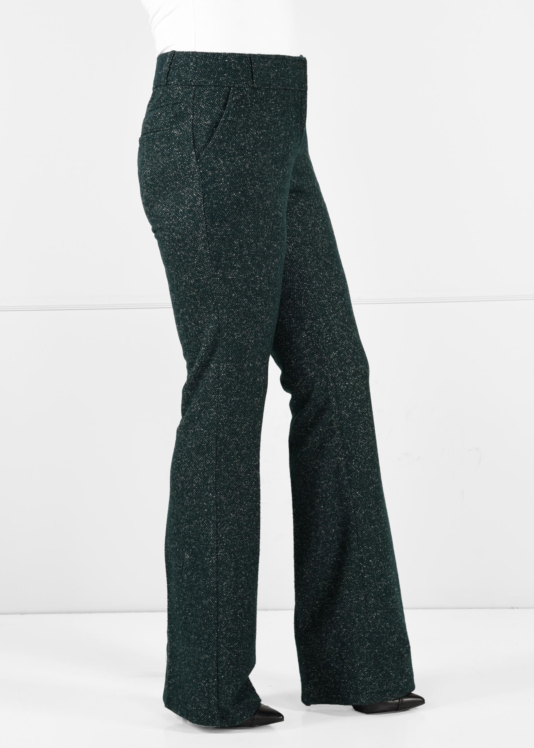 Tesettür giyim YEŞİL İSPANYOL PAÇA DÜĞMELİ PANTOLON 7279