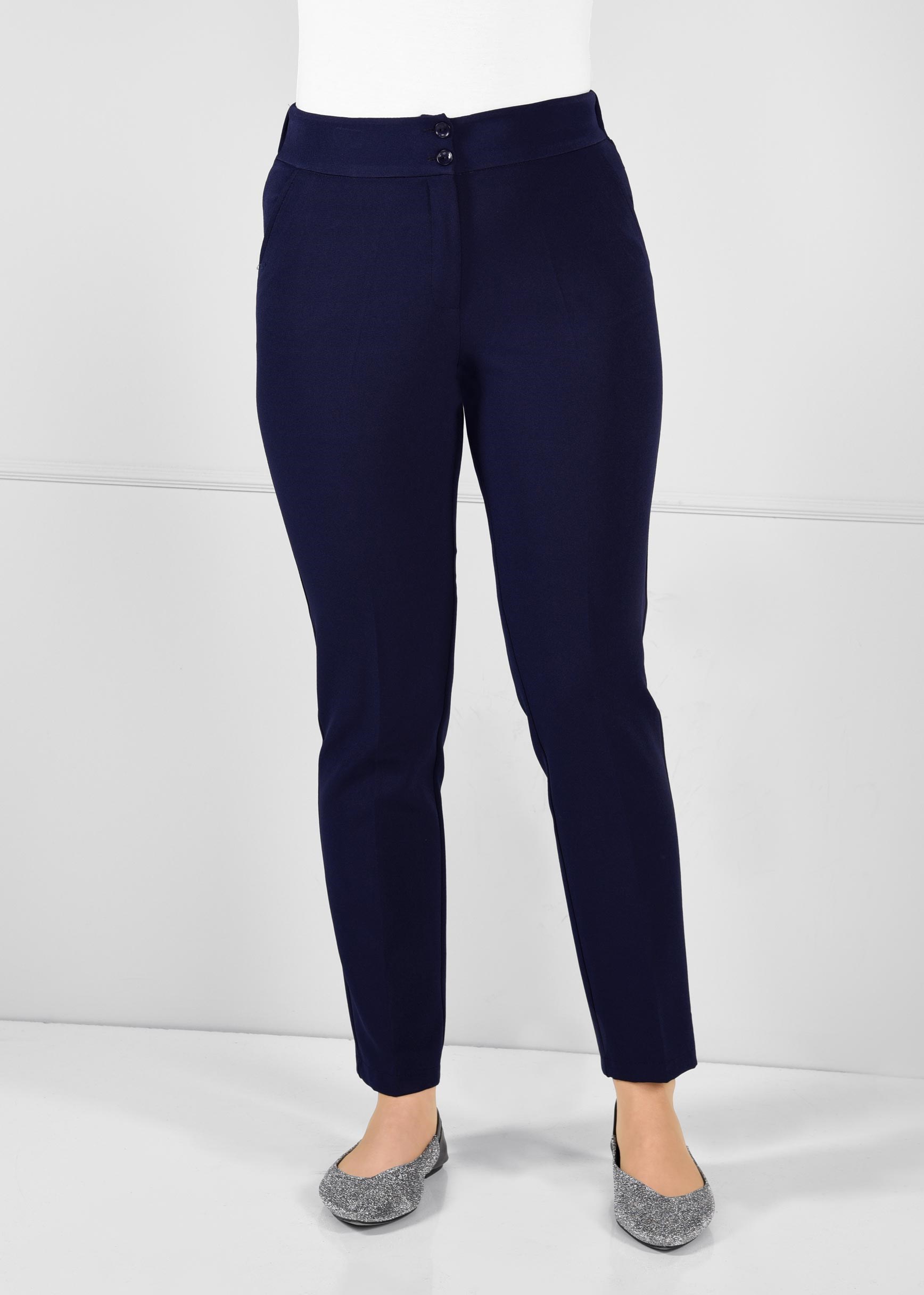 Tesettür giyim LACİVERT BELİ LASTİKLİ DÜĞMELİ KUMAŞ PANTOLON 7280