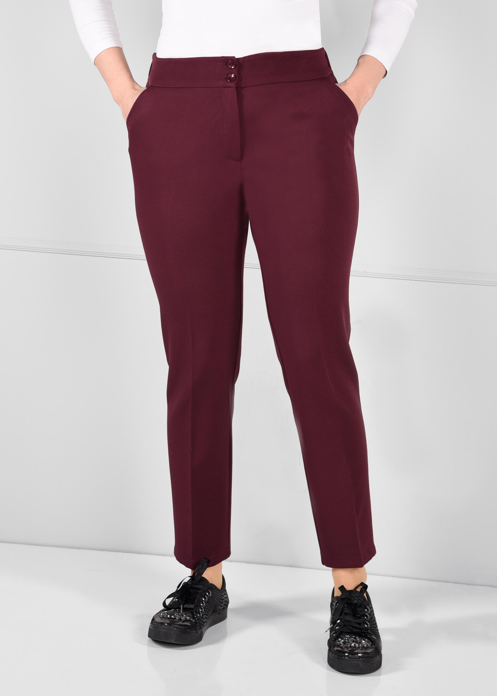 Tesettür giyim MÜRDÜM BELİ LASTİKLİ DÜĞMELİ KUMAŞ PANTOLON 7280