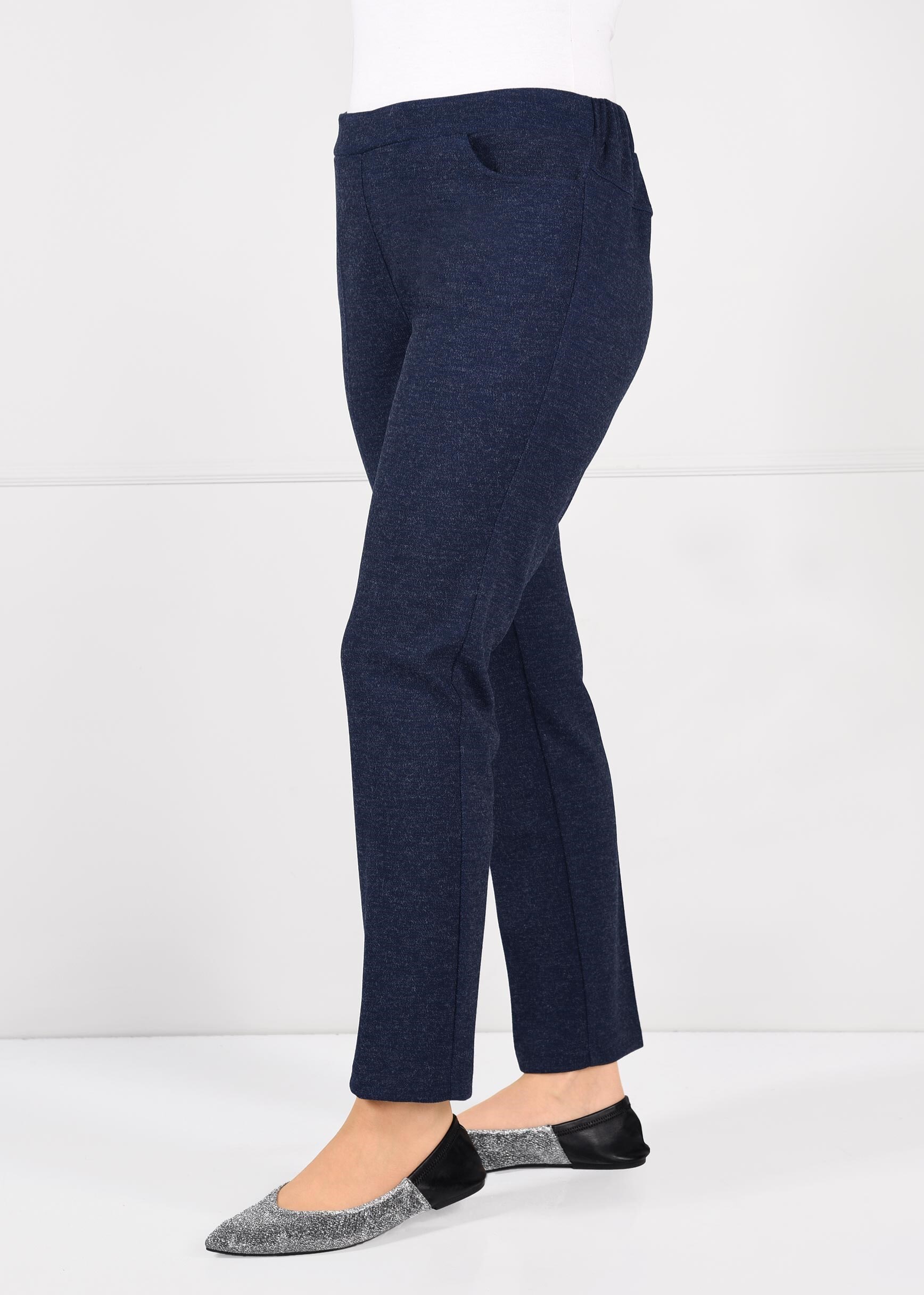 Tesettür giyim LACİVERT BELİ LASTİKLİ BORU PAÇA PANTOLON 7281 