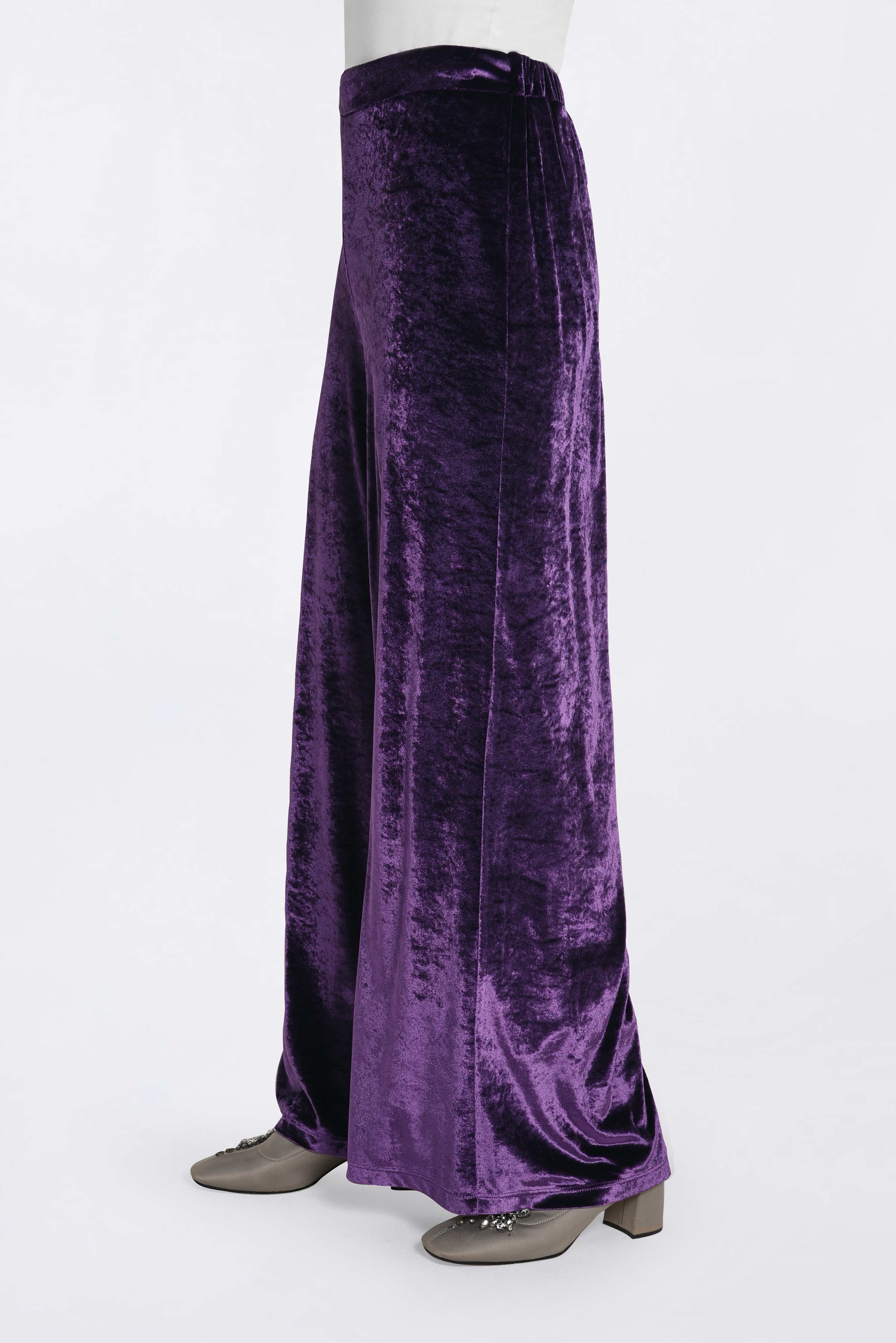 Tesettür giyim MÜRDÜM KADİFE BOL KESİM PANTOLON 7401 