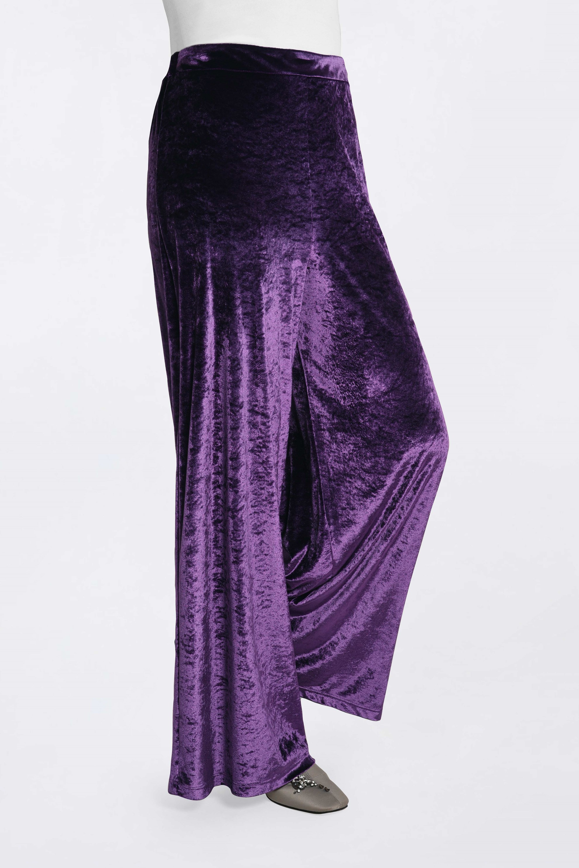 Tesettür giyim MÜRDÜM KADİFE BOL KESİM PANTOLON 7401 