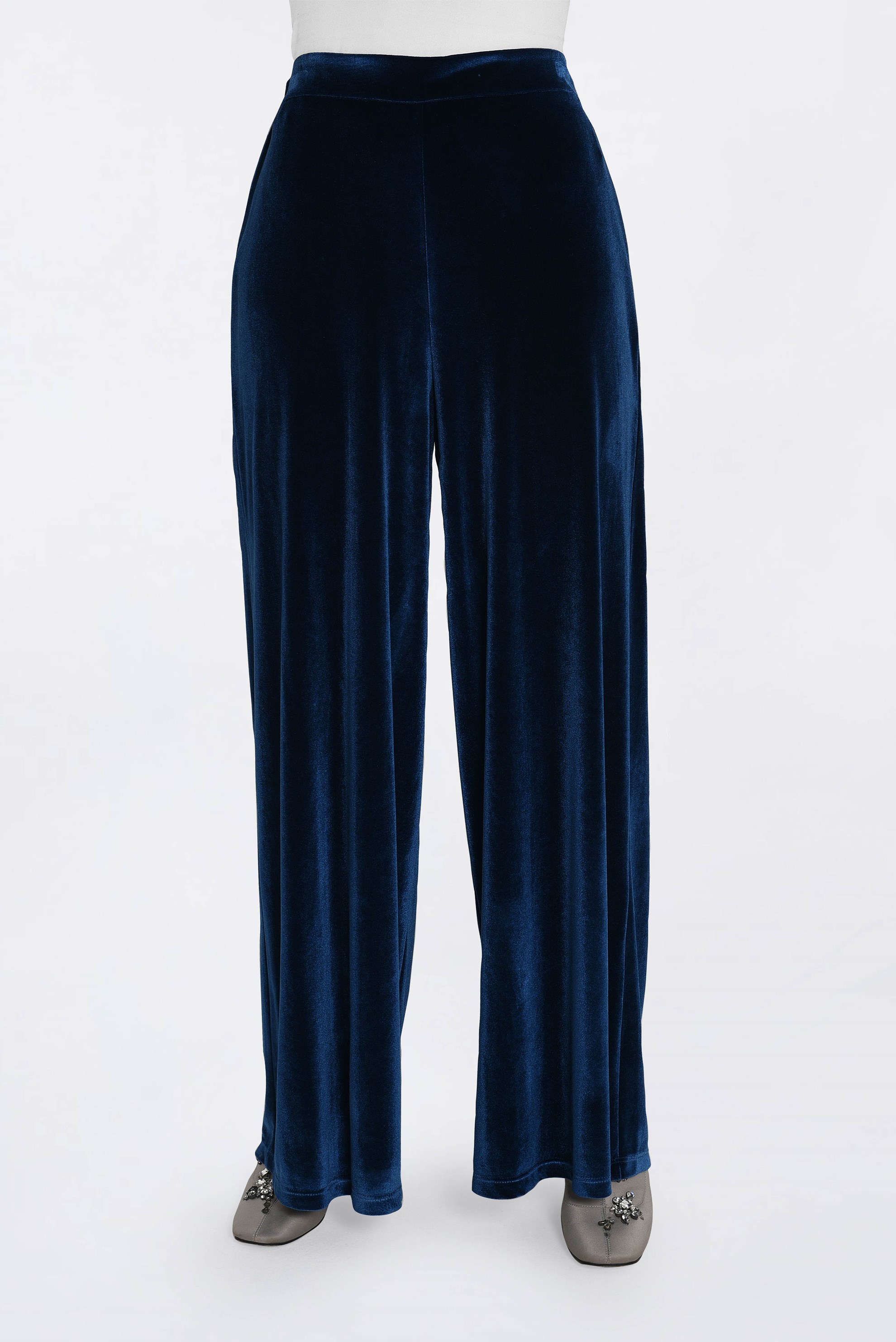 Tesettür giyim LACİVERT KADİFE BOL KESİM PANTOLON 7401 