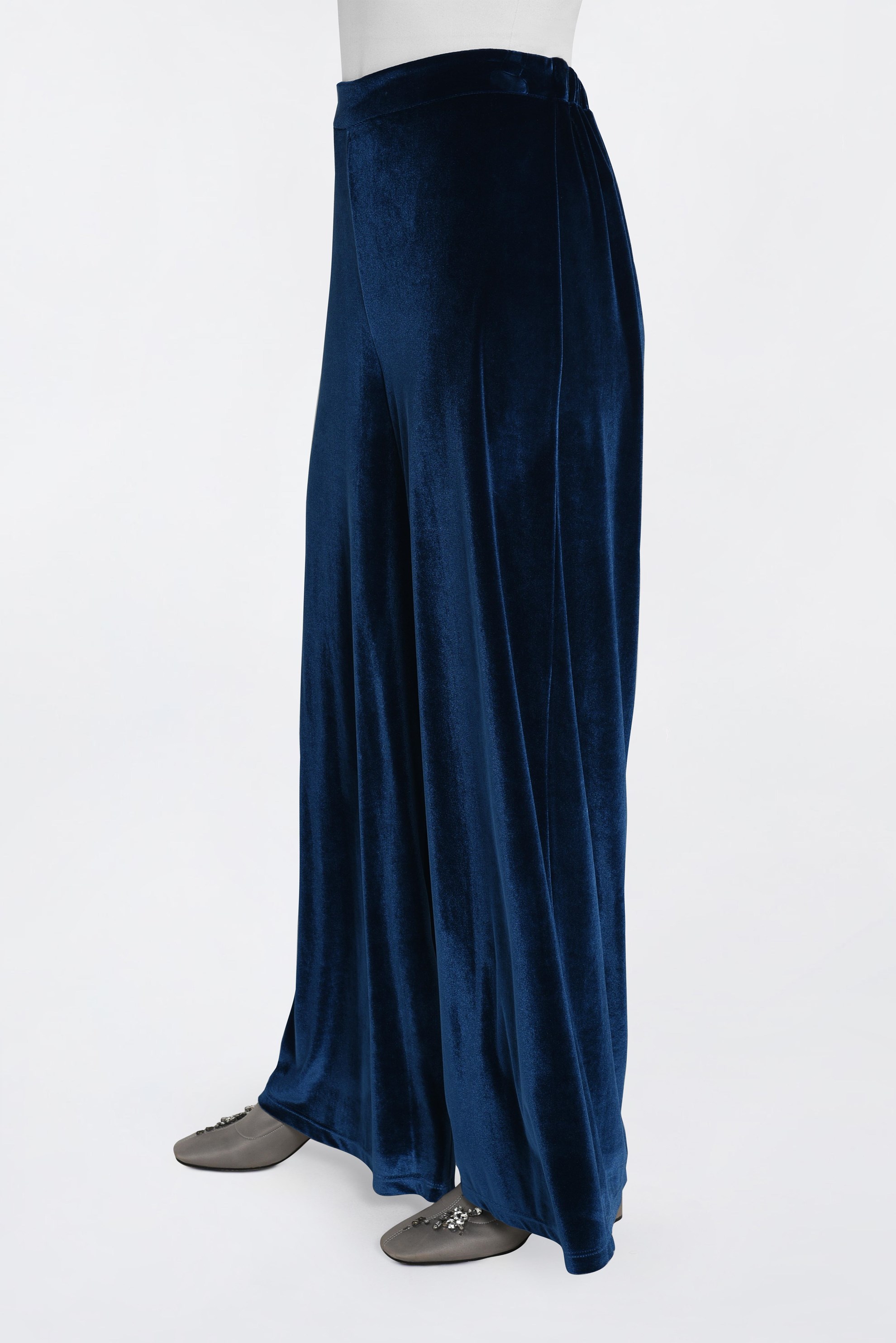 Tesettür giyim LACİVERT KADİFE BOL KESİM PANTOLON 7401 