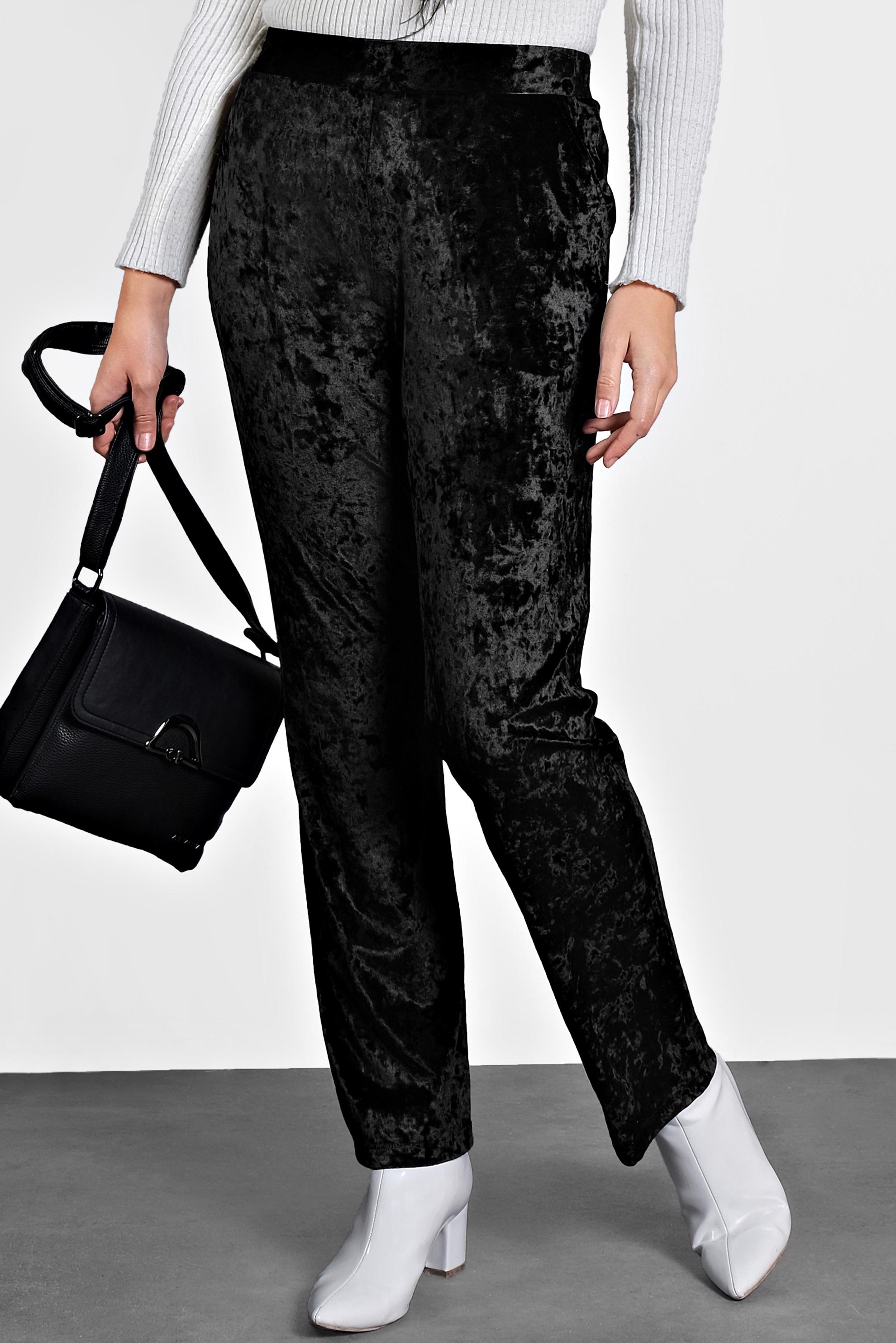 Tesettür giyim SİYAH BELİ LASTİKLİ KADİFE PANTOLON 7402 