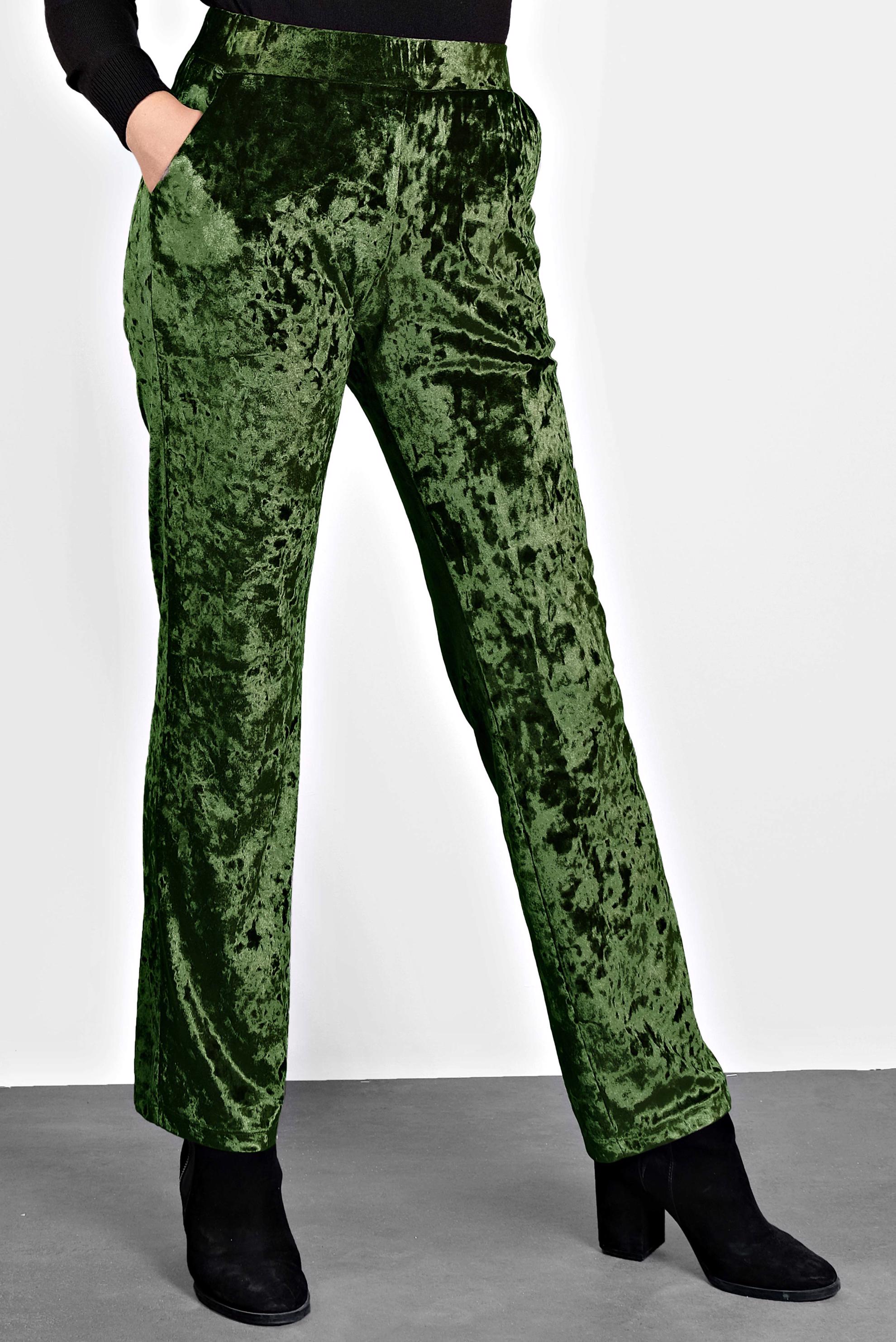 Tesettür giyim HAKİ BELİ LASTİKLİ KADİFE PANTOLON 7402 