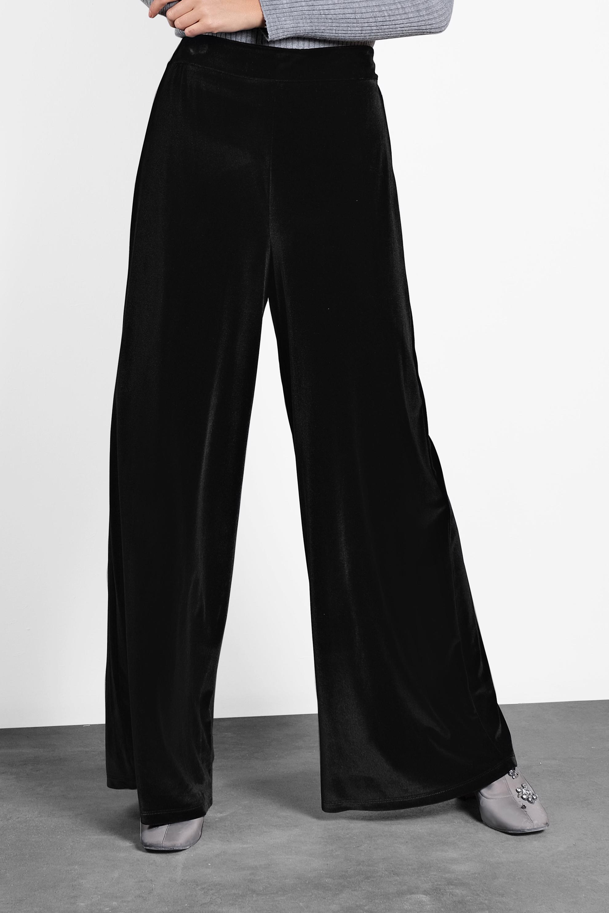 Tesettür giyim SİYAH BELİ LASTİKLİ KADİFE PANTOLON 7404 