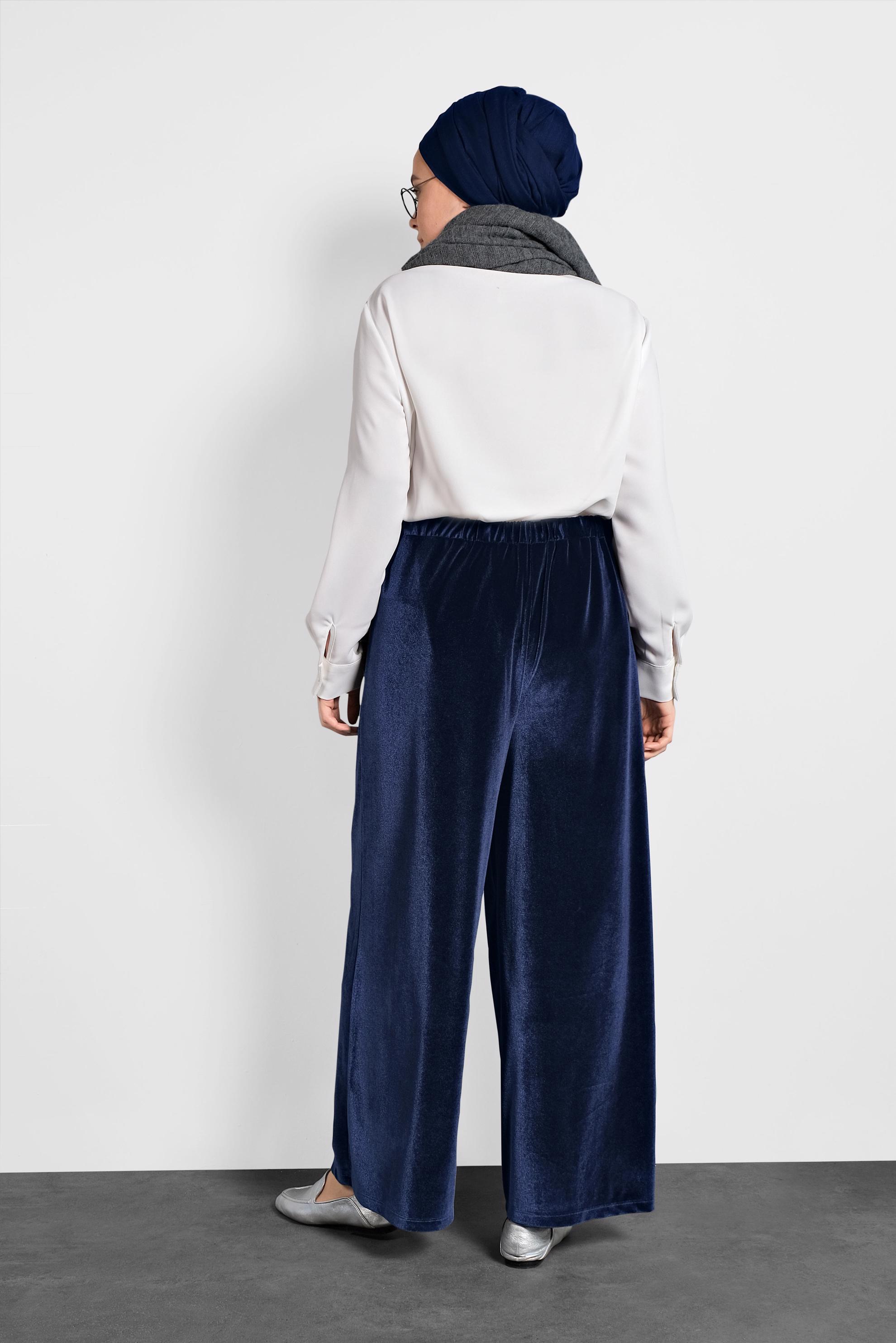 Hijab clothing NAVY BLUE VELVET PANTS 7405 
