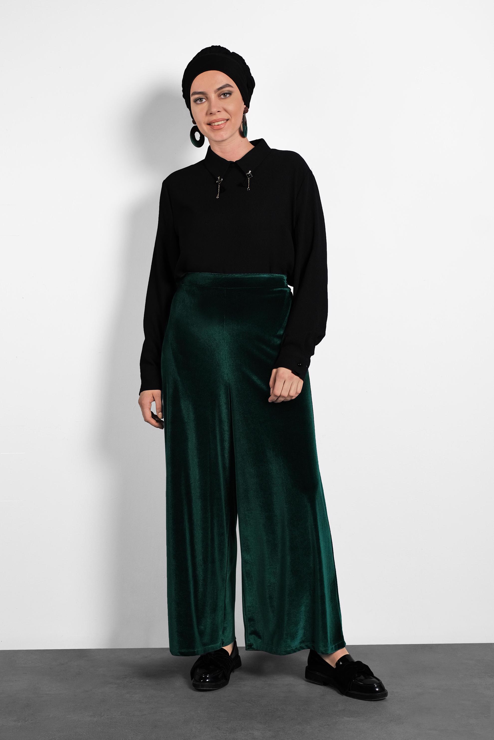 Hijab clothing GREEN VELVET PANTS 7405 