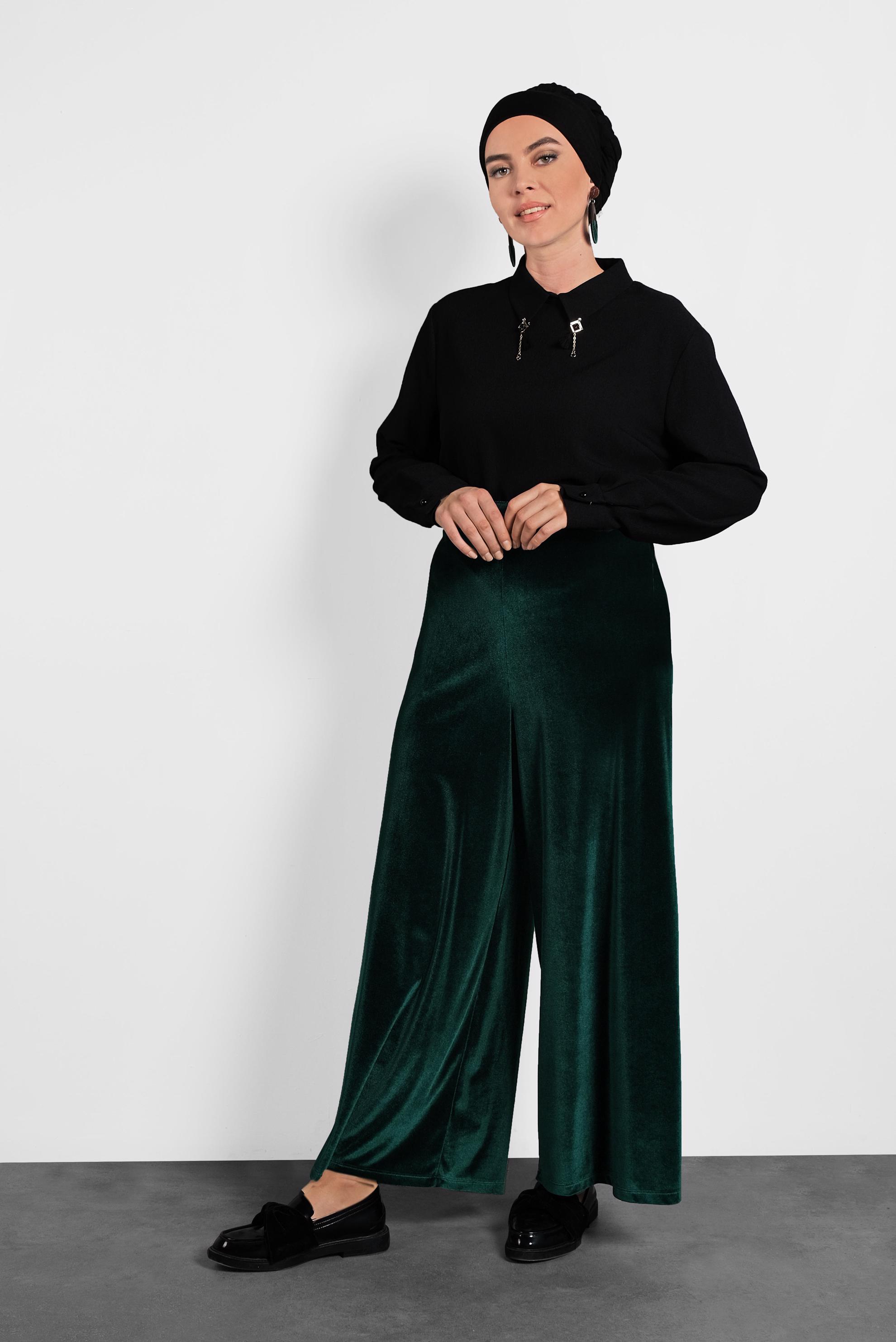 Hijab clothing GREEN VELVET PANTS 7405 