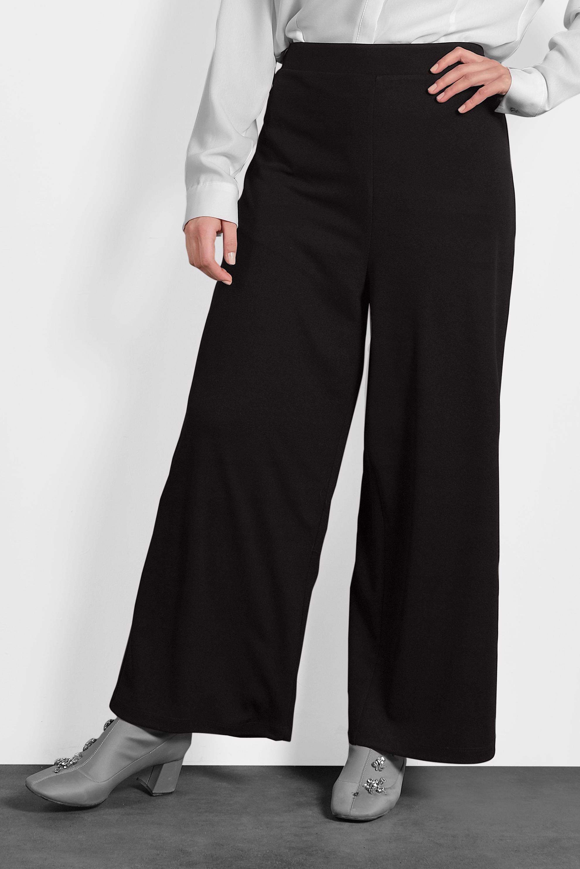 Hijab clothing BLACK ELASTIC-WAIST PANTS 7406