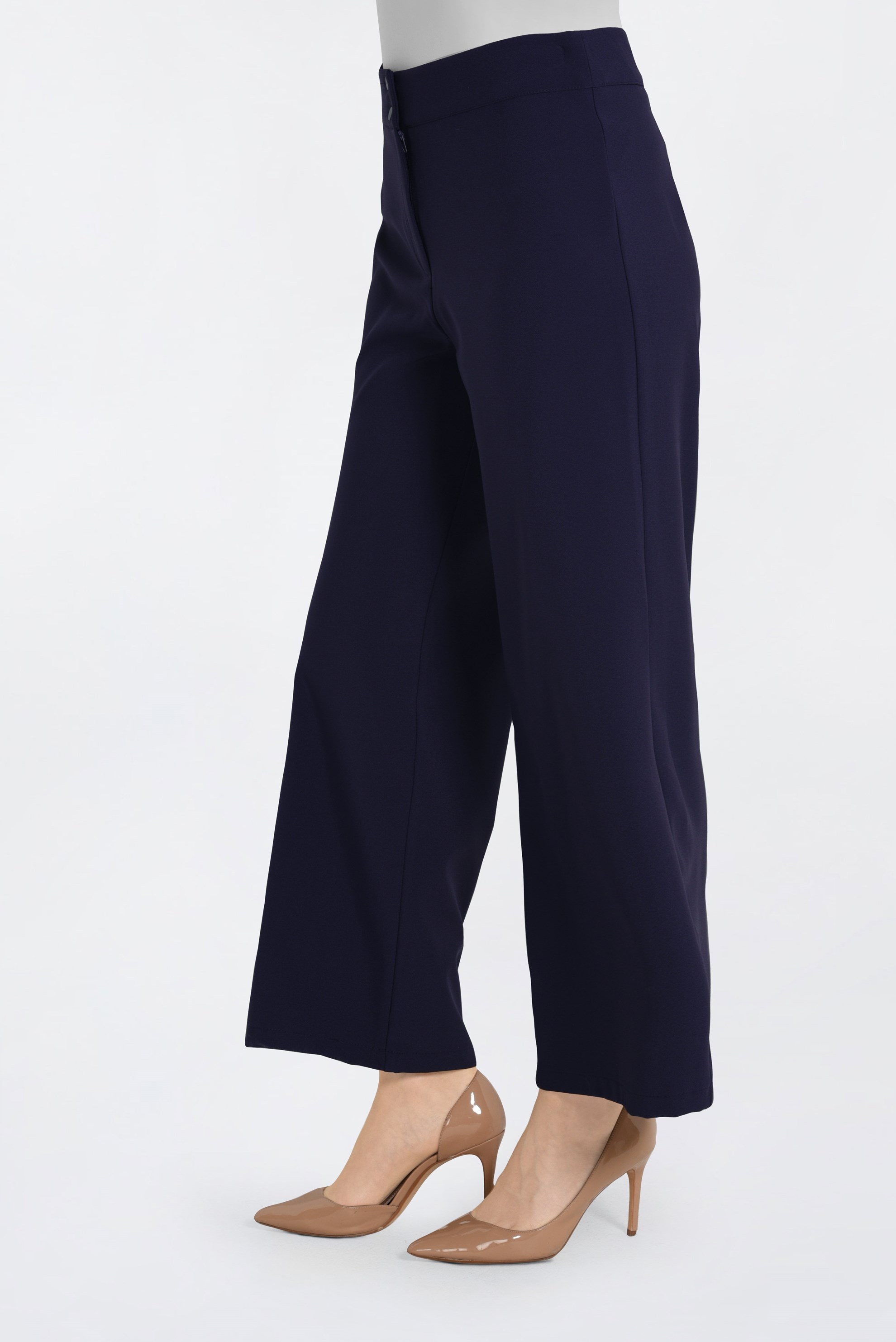 Tesettür giyim MOR BOL PAÇA DÜĞMELİ PANTOLON 7408