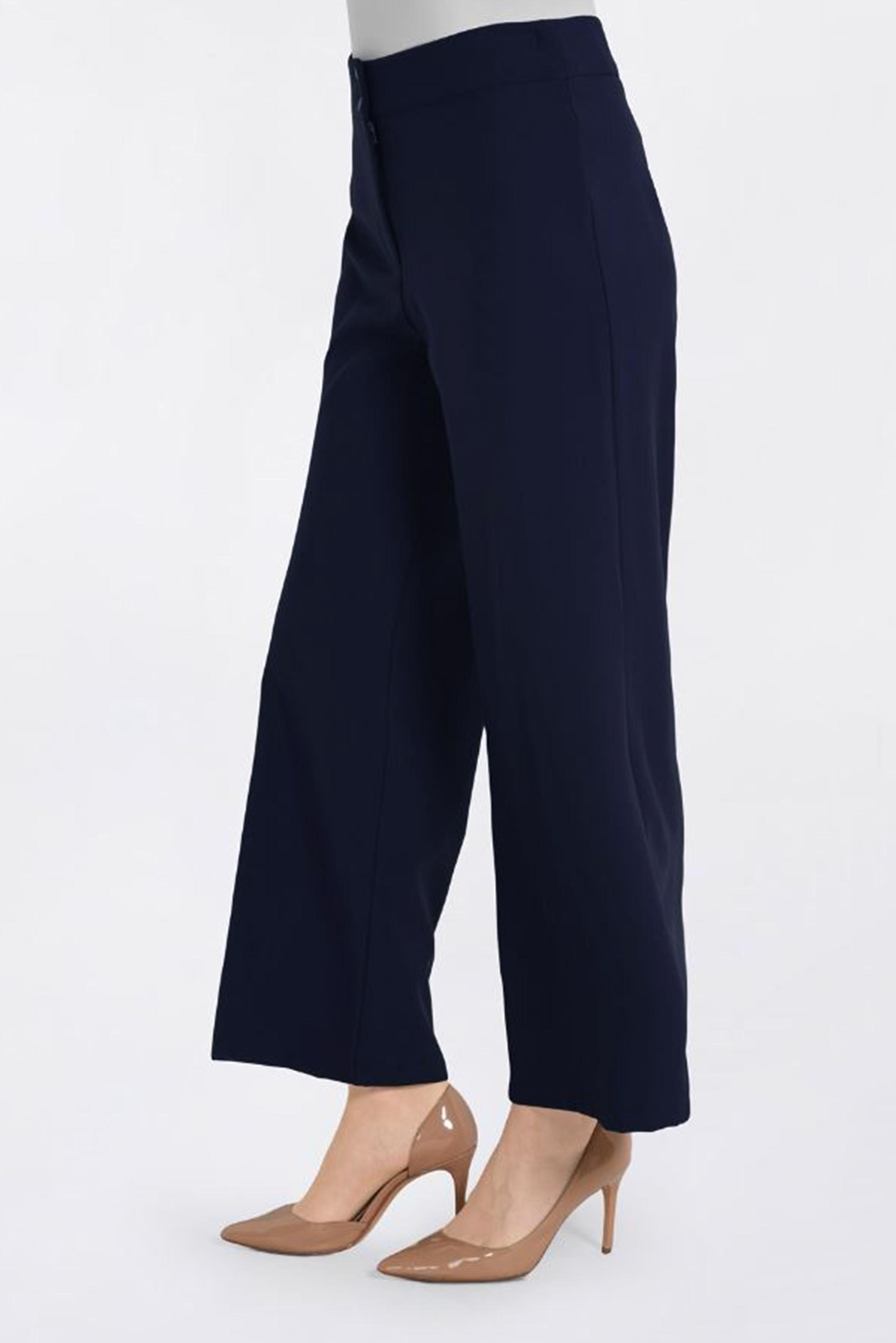 Tesettür giyim LACİVERT BOL PAÇA DÜĞMELİ PANTOLON 7408