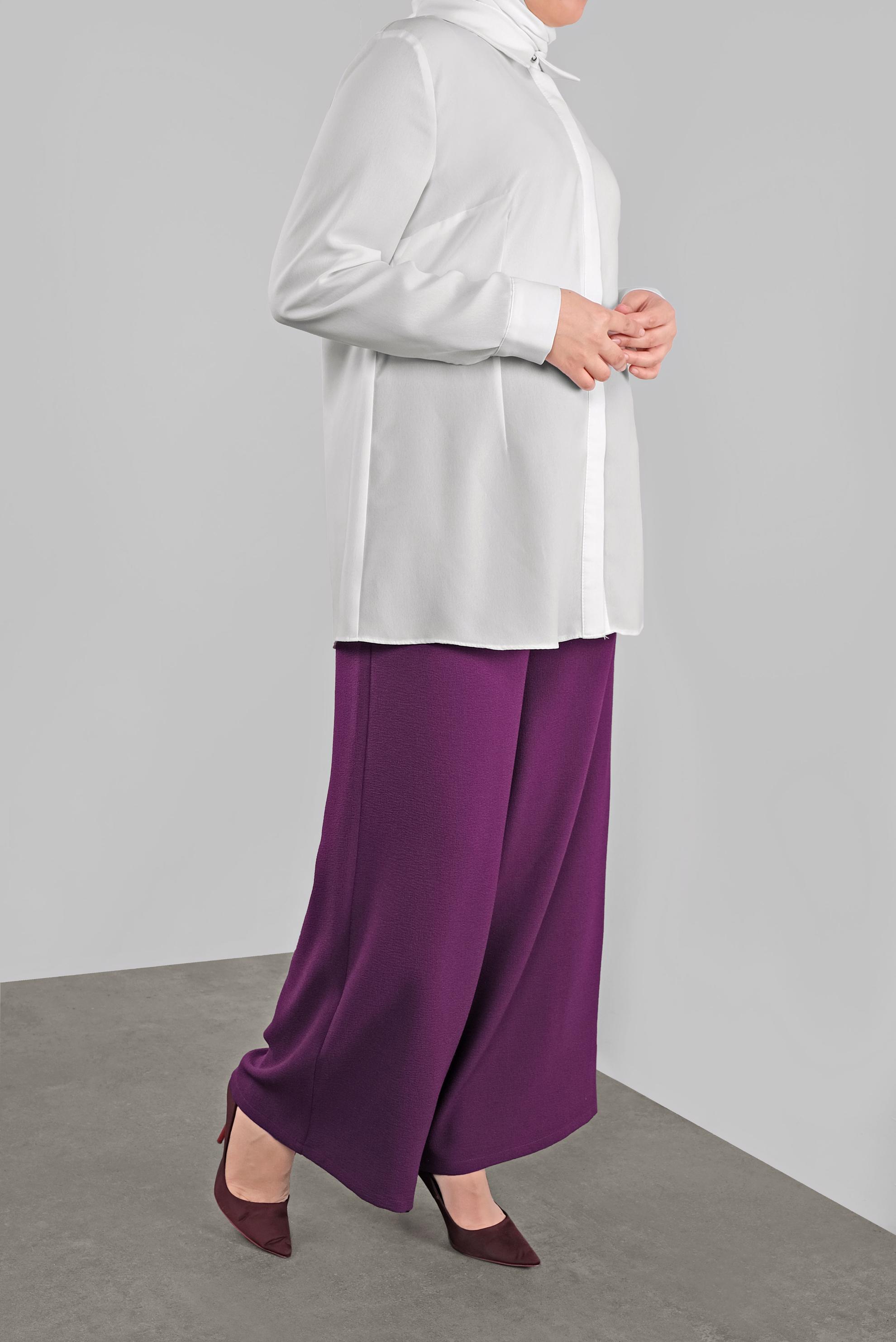 Tesettür giyim MOR GENİŞ PAÇA PANTOLON 7409 