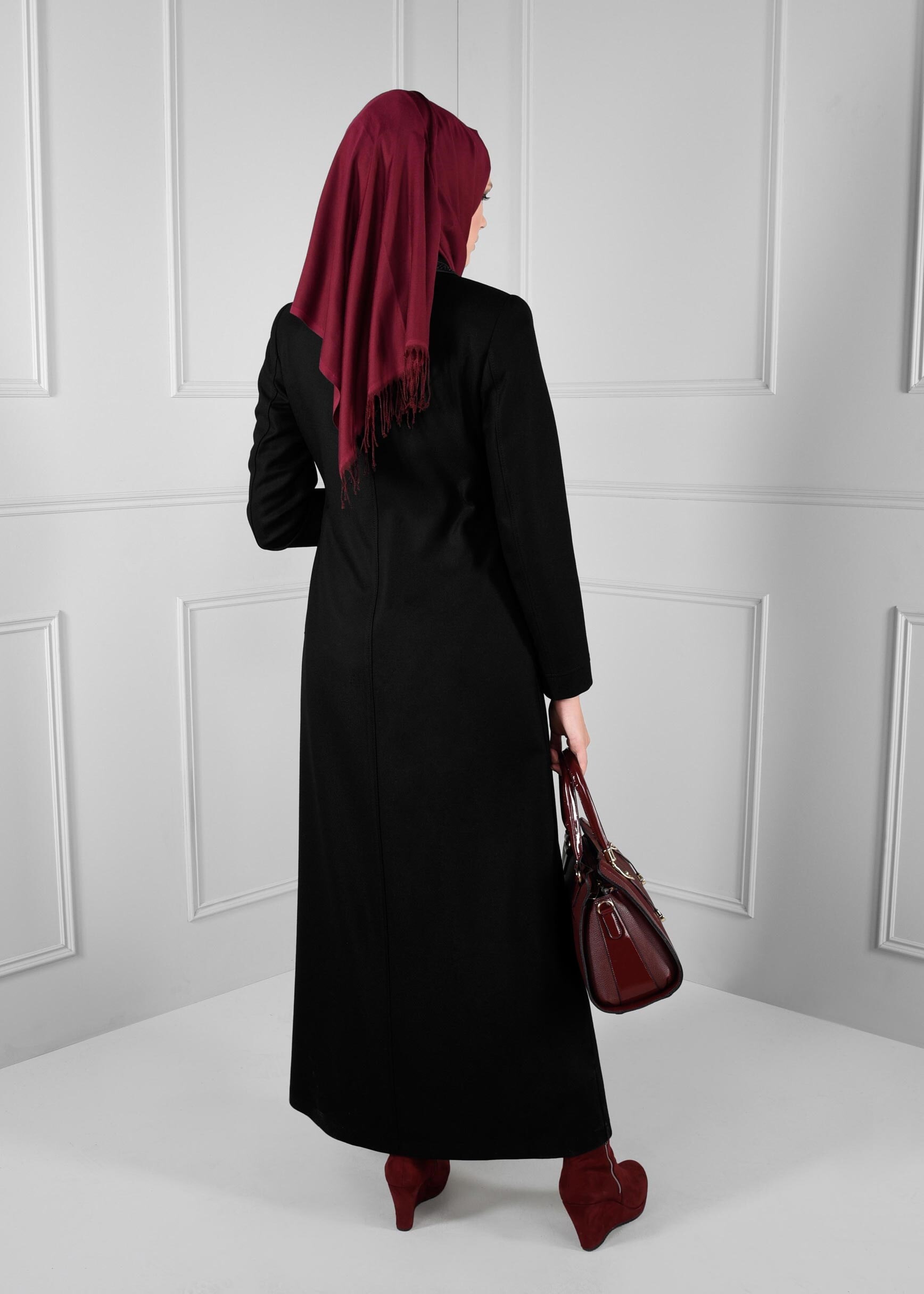 Tesettür giyim SİYAH CEPLİ DÜĞMELİ PARDESÜ 1136